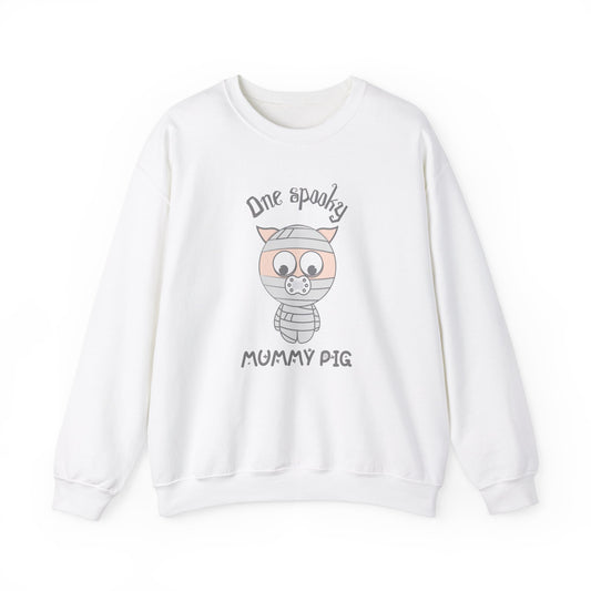 Funny Halloween Pig Mummy Sweatshirt - One Spooky Mummy Pig.