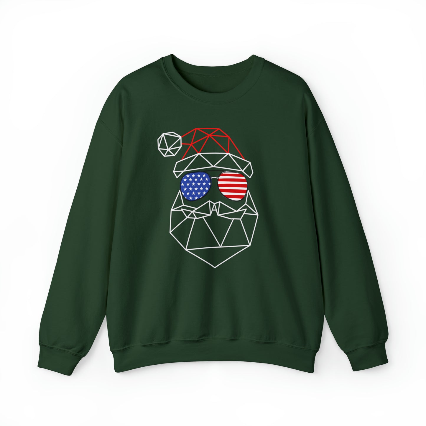 Unisex Geometric Abstract Father Christmas Sweatshirt - With USA Patriotic Sunglasses