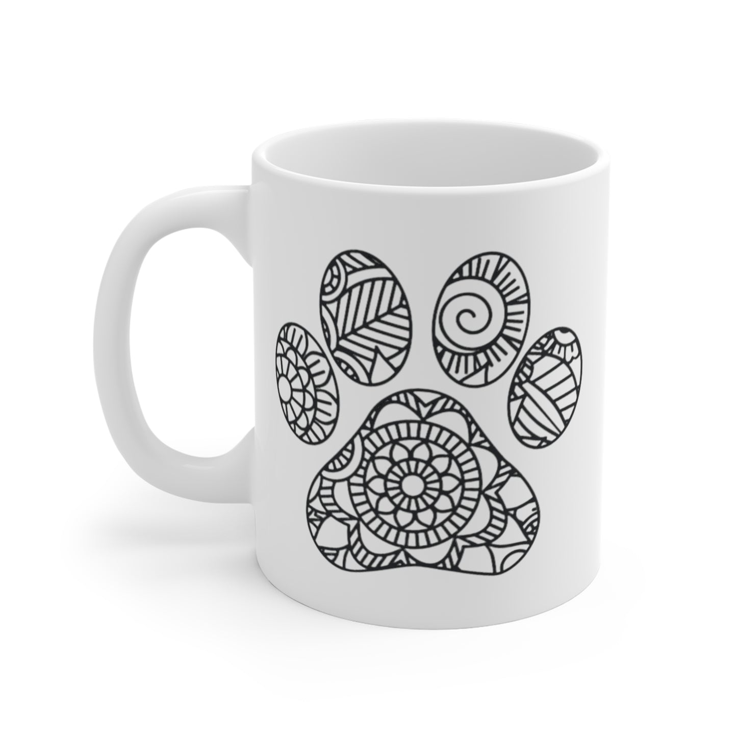 Cute Dog Paw Print Mug - Mandala Abstract Style