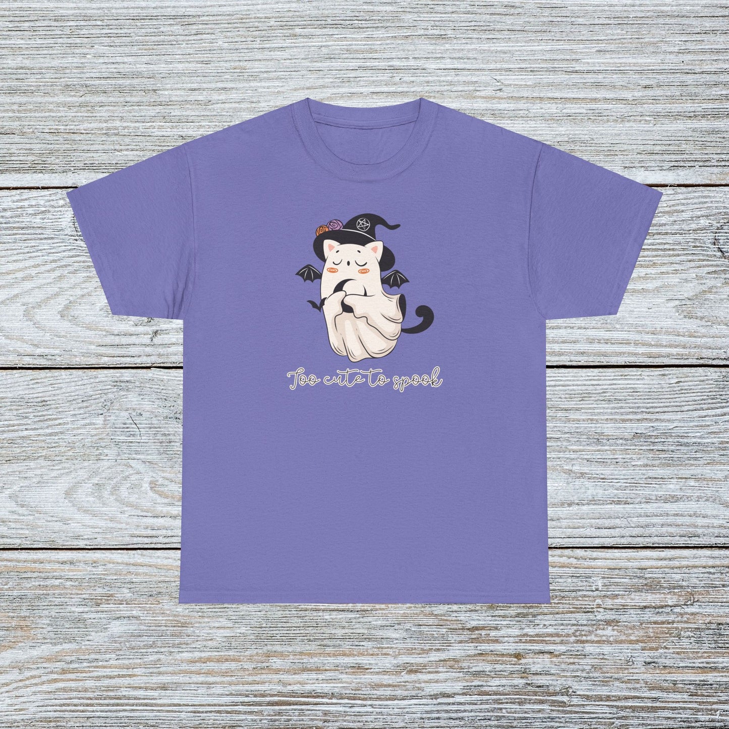 Funny Retro Witch Ghost Cat Halloween T-shirt - Too Cute To Spook