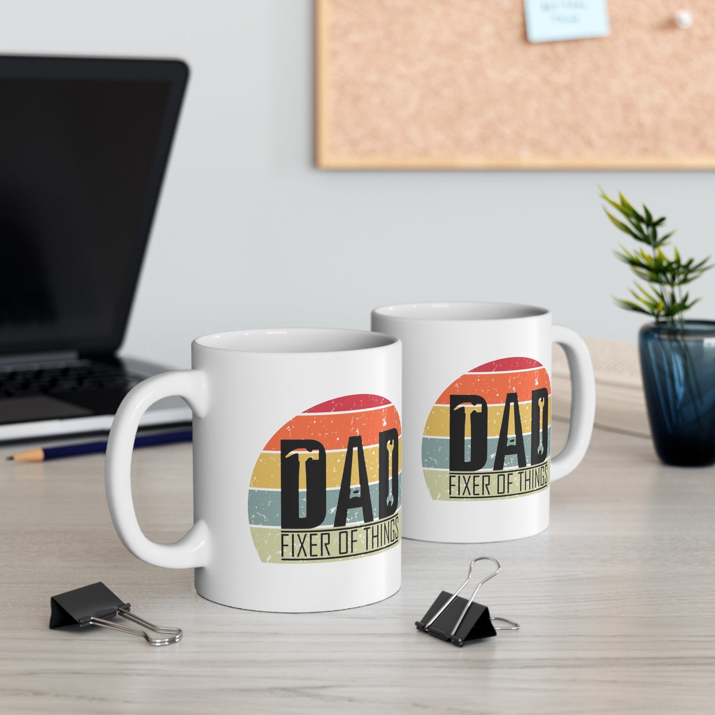 Trendy Retro Sunset Gift For Dad - DAD Fixer of Things Mug