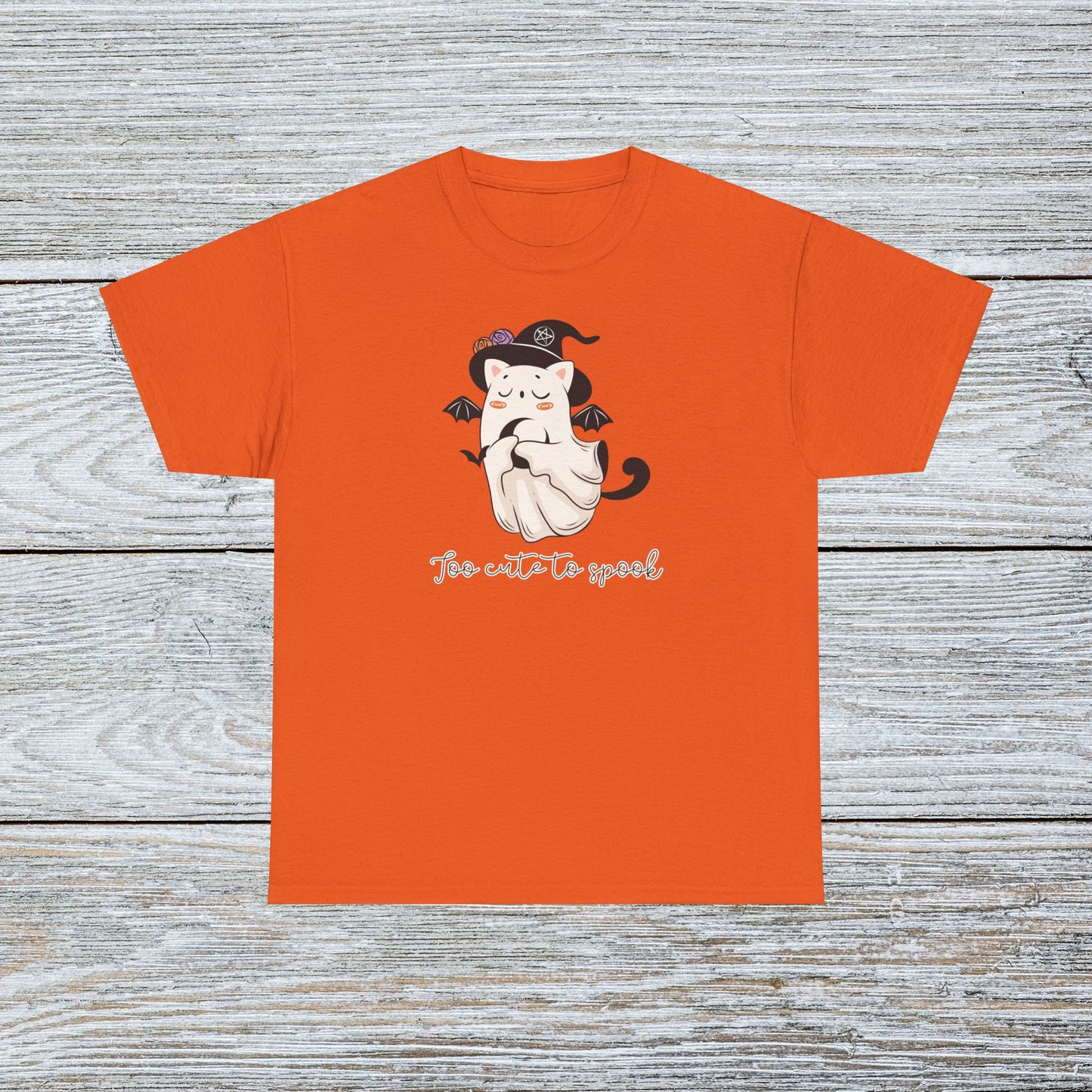 Funny Retro Witch Ghost Cat Halloween T-shirt - Too Cute To Spook