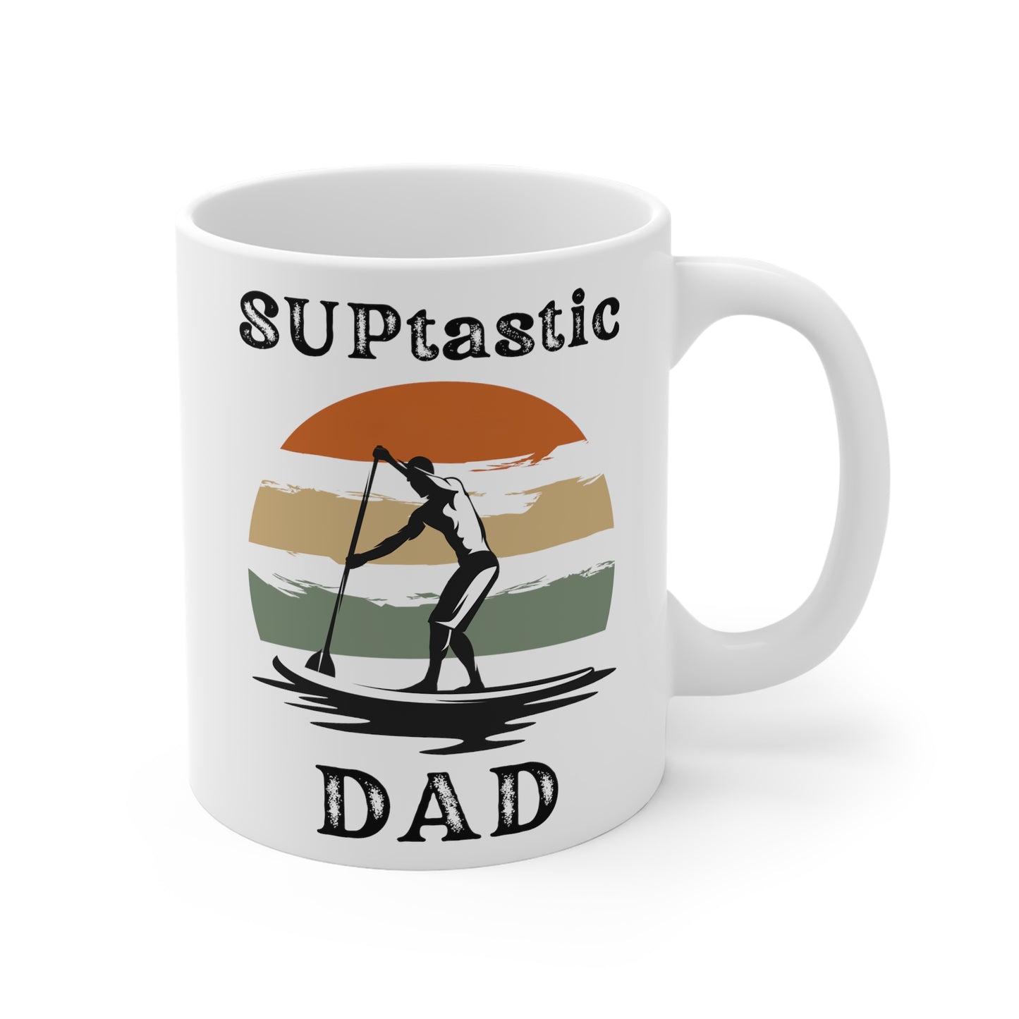 SUP-tastic DAD Mug, Retro Sunset Stand Up Paddle-boarding Gift