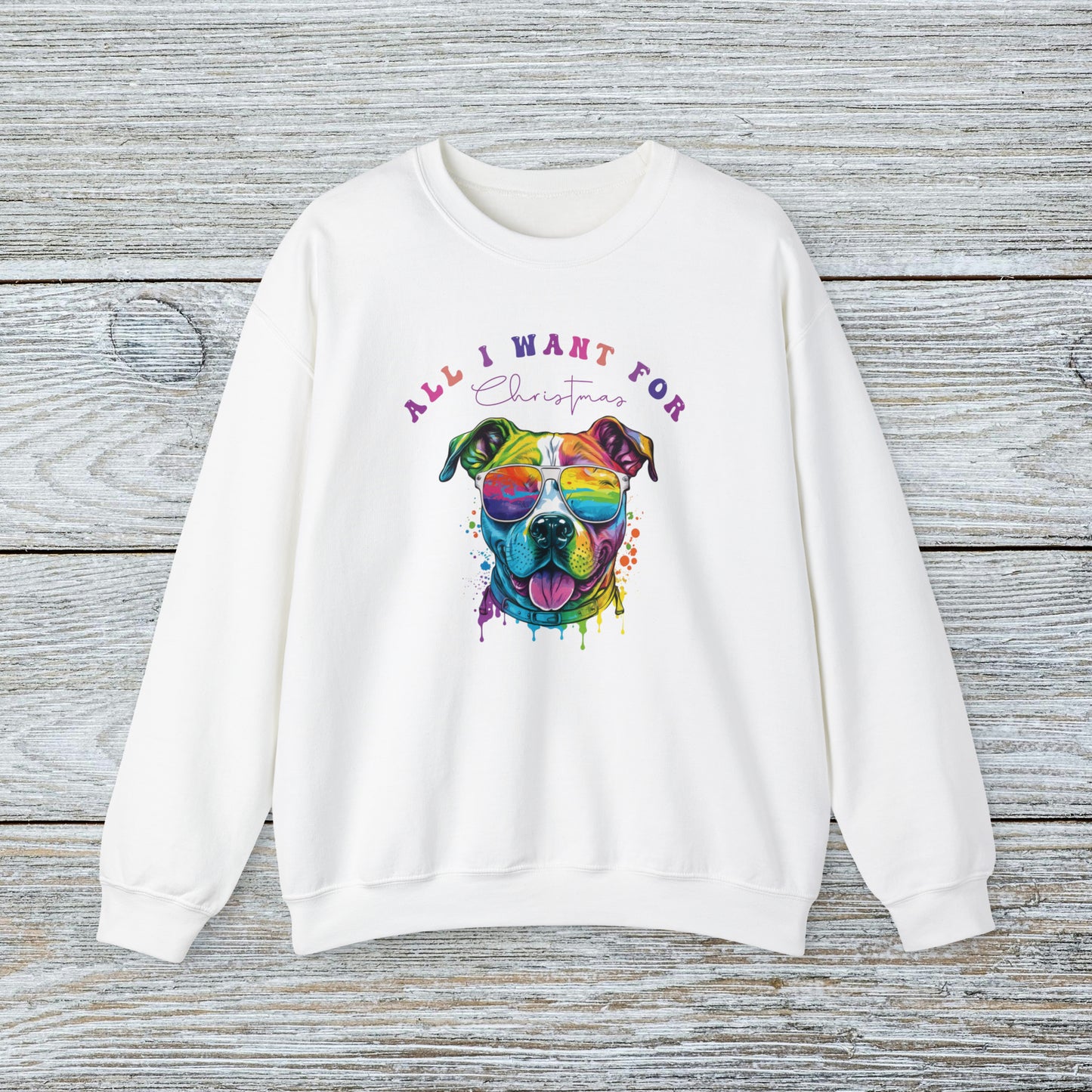 Water Colour Staffy Mom Christmas Sweatshirt