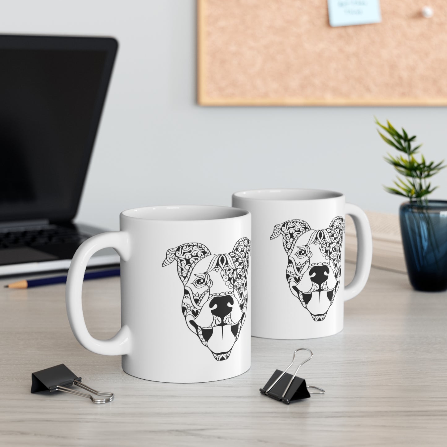 Staffordshire Bull Terrier Dog Face Mug - Abstract Mandala Style