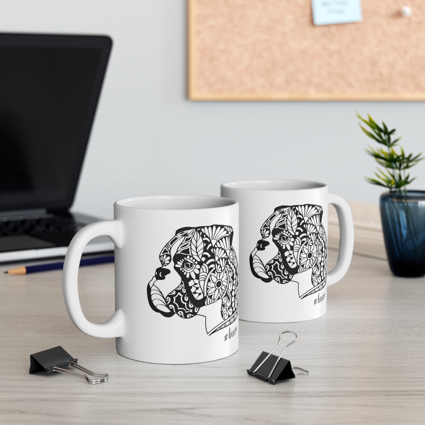 Boxer Dog Lover Mug - Abstract Mandala Style Boxer Dog Gift