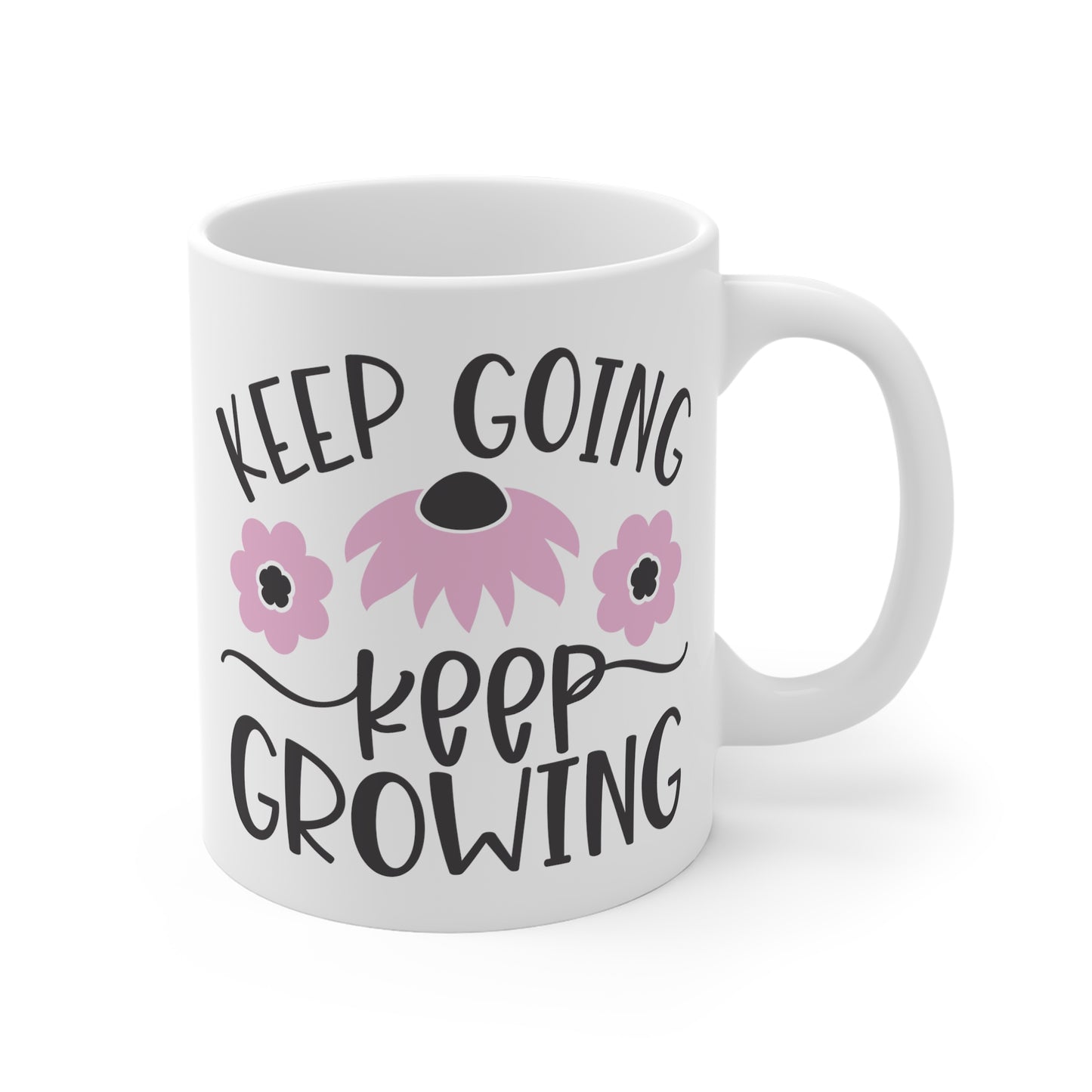 Motivational Pastel Flower Mug - Keep Going, Keep Growing