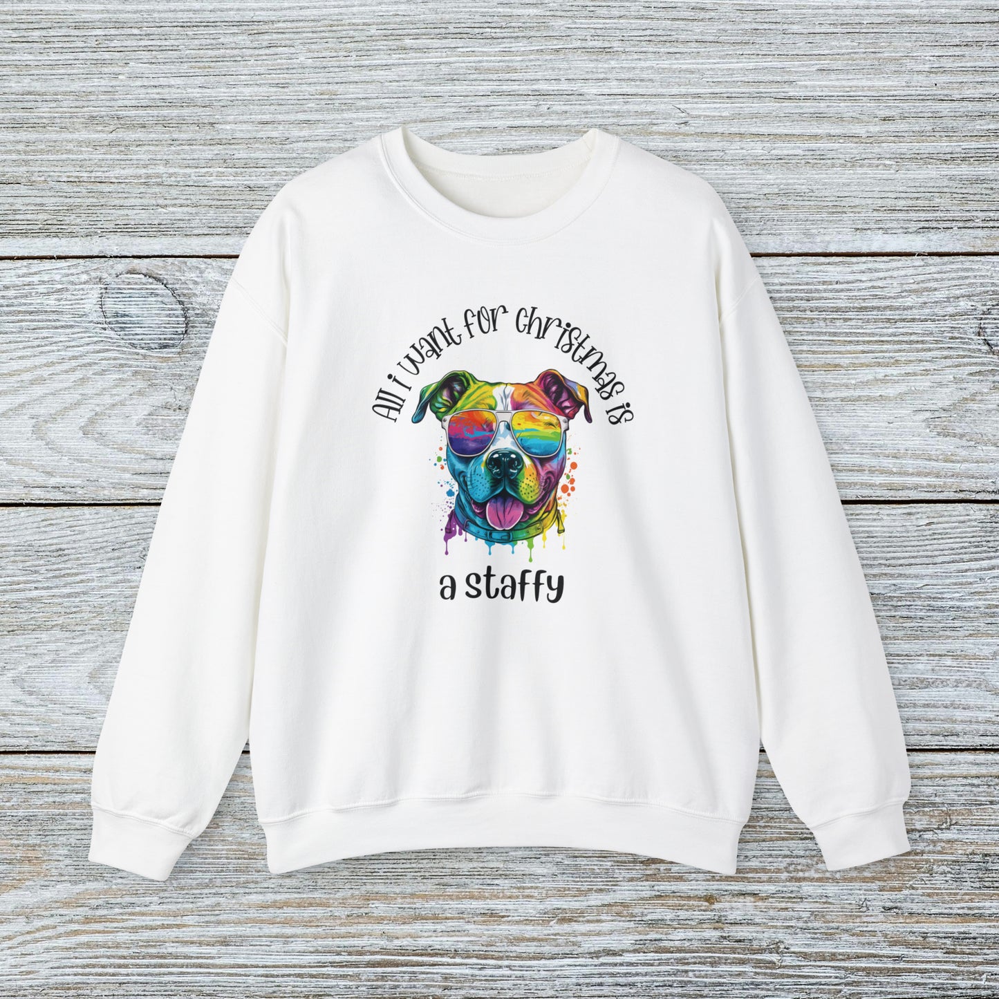 Water Colour Staffordshire Bull Terrier Mom Christmas Sweatshirt