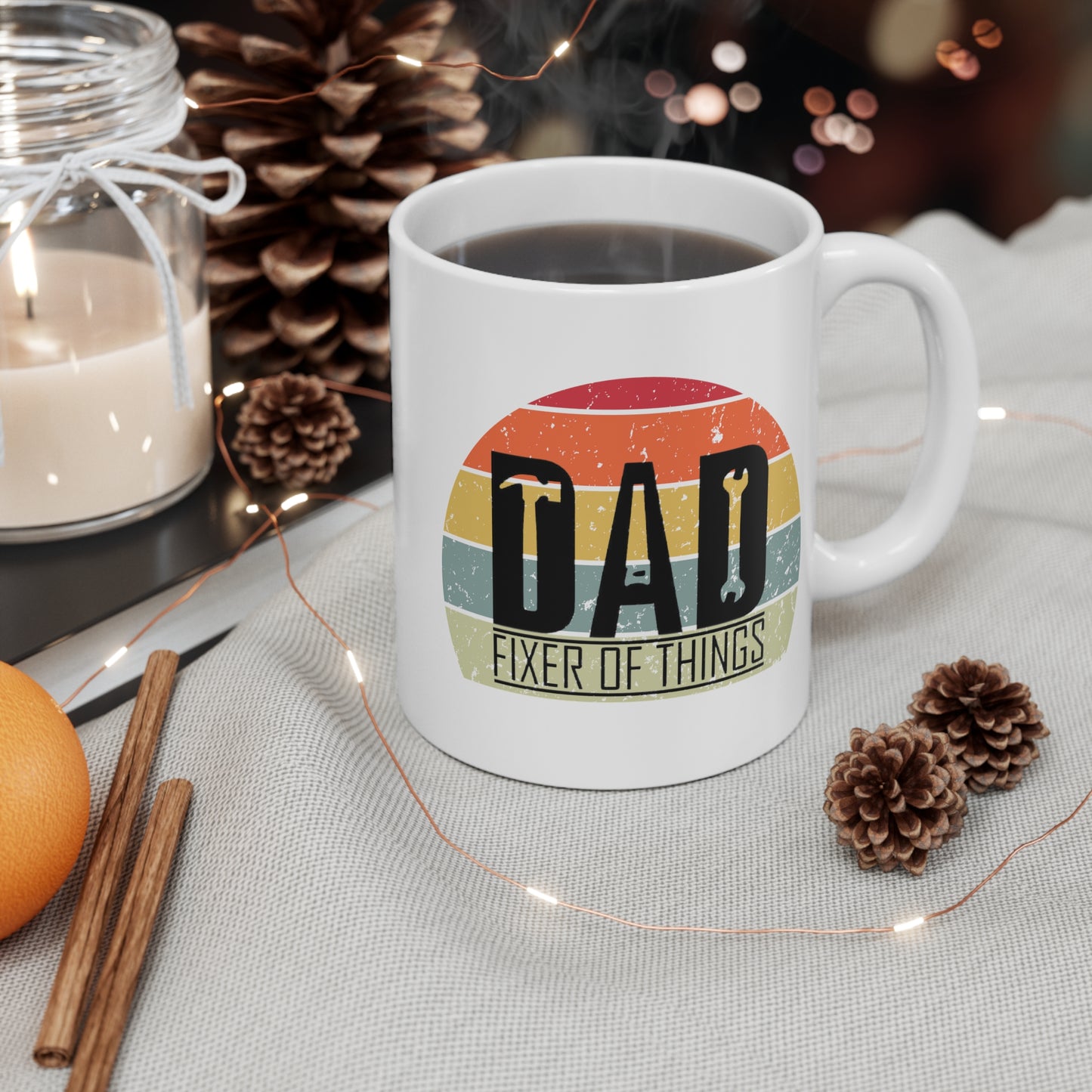 Trendy Retro Sunset Gift For Dad - DAD Fixer of Things Mug