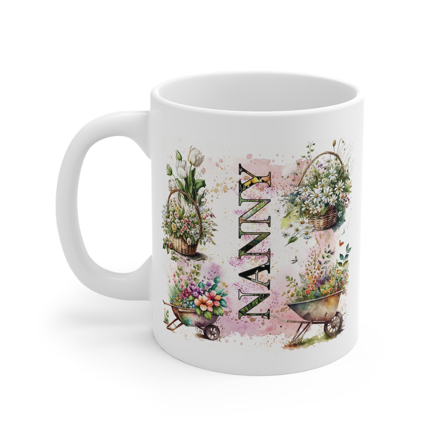 Nanny's Gardening Mug, A Beautiful Floral Gift for Mother's Day or Birthdays