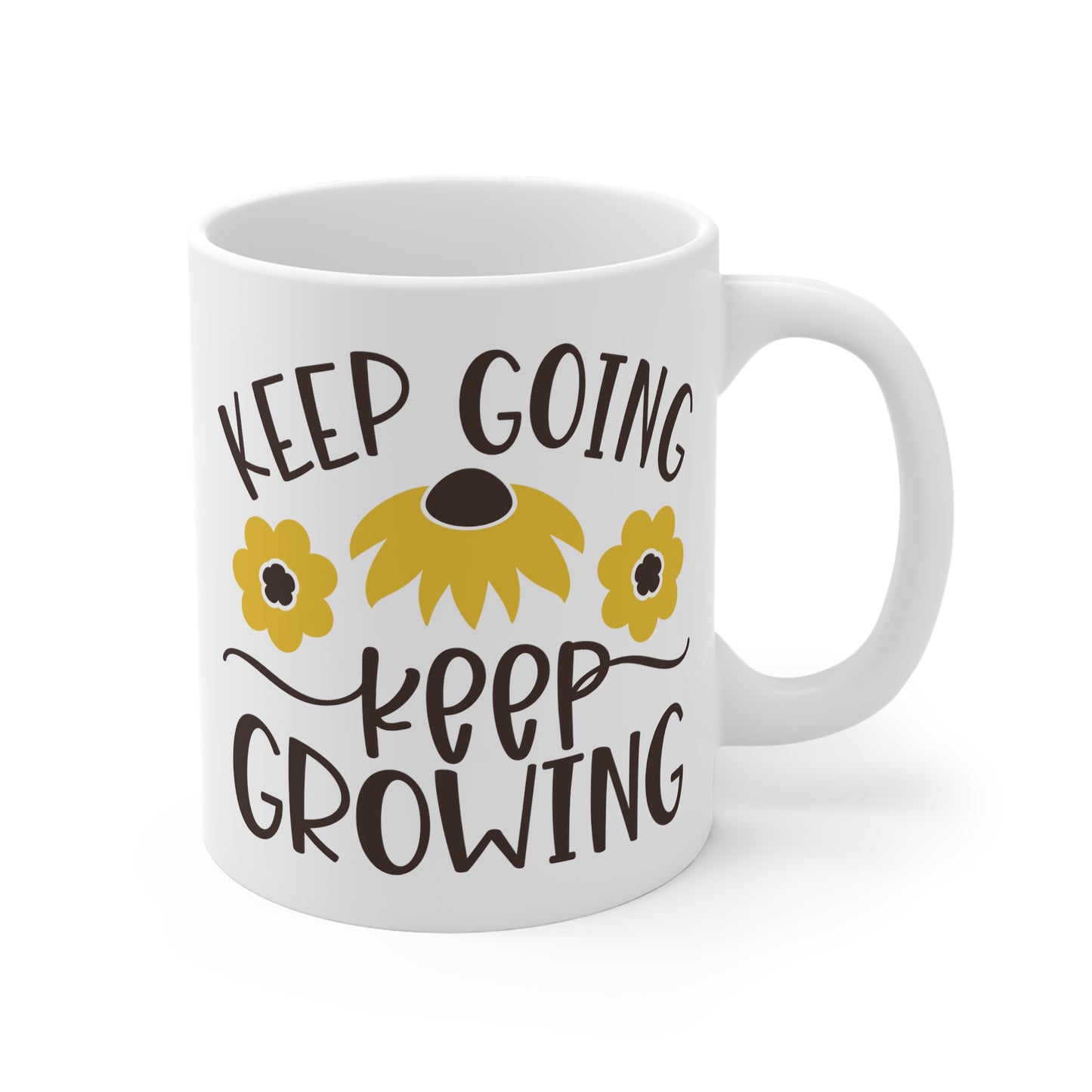 Motivational Flower Mug - Keep Going, Keep Growing