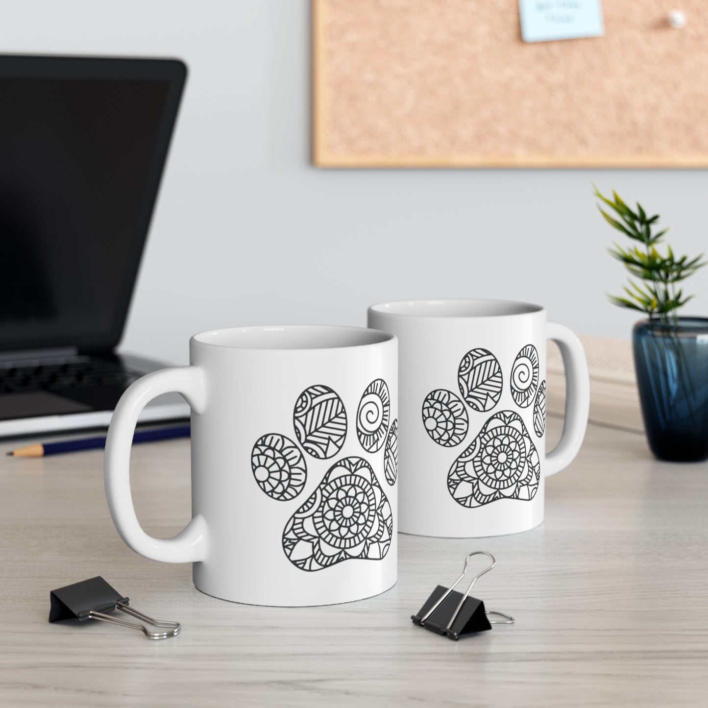 Cute Dog Paw Print Mug - Mandala Abstract Style