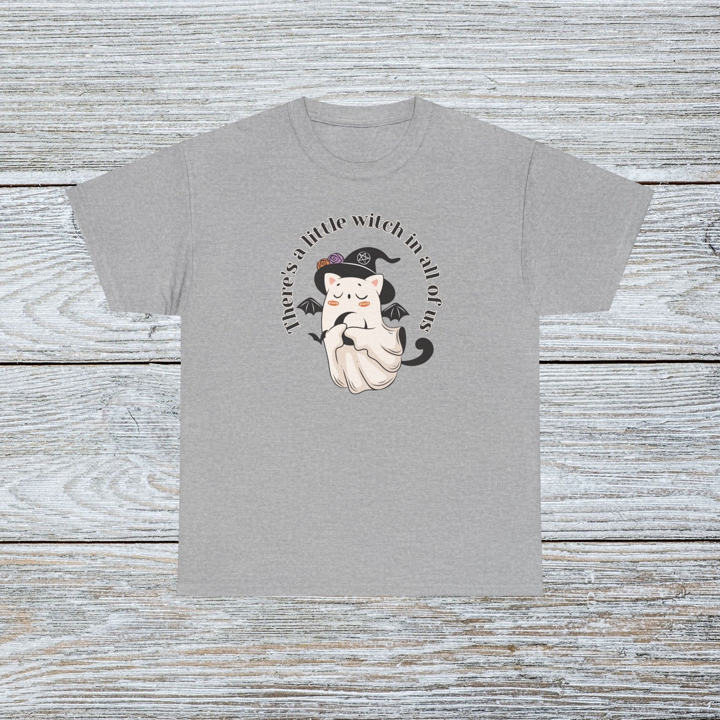 Funny Retro Witch Cat Halloween T-shirt - There's a Little Witch in all of Us