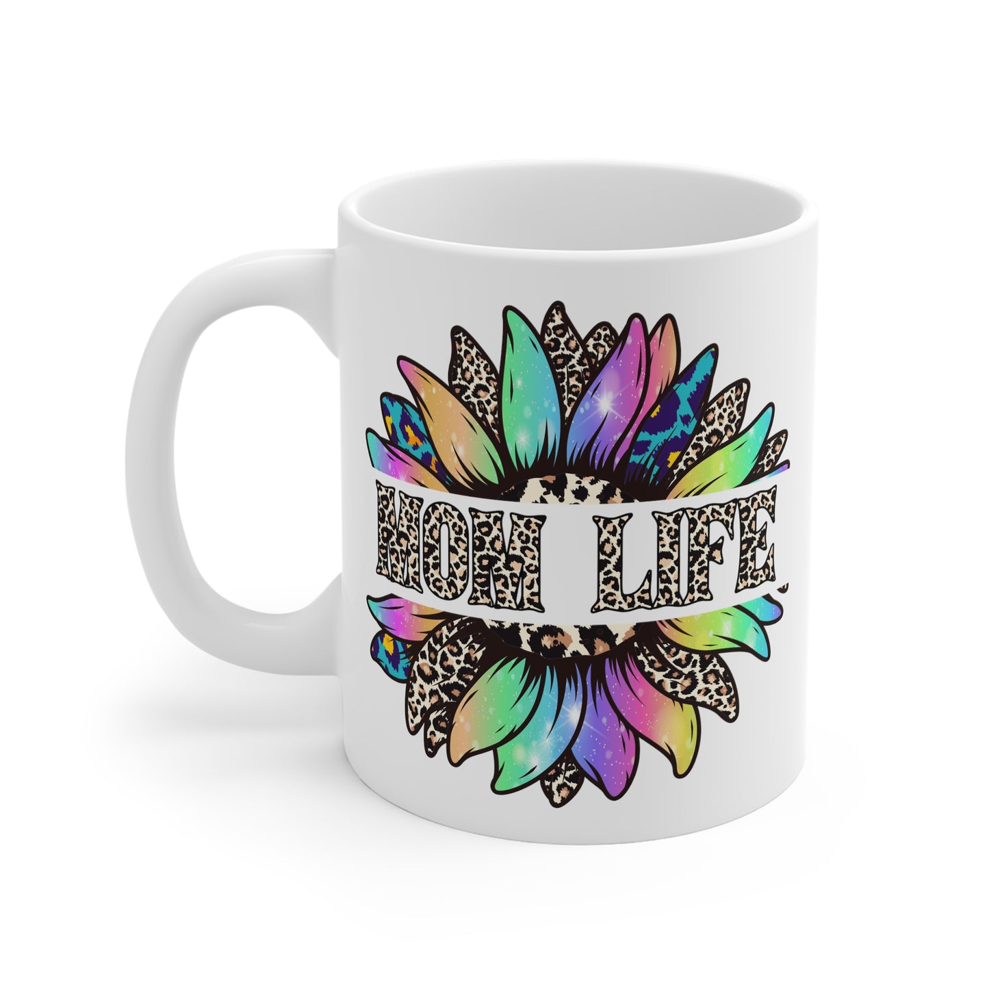 Mom Life Mug - Leopard Print Sunflower Mum Gift