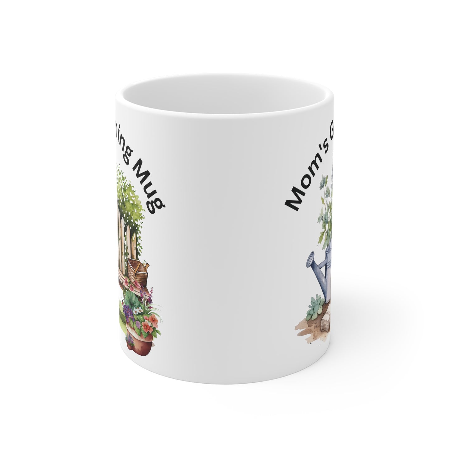 Mom's Gardening Mug, Two Beautiful Garden Scenes on One Mug