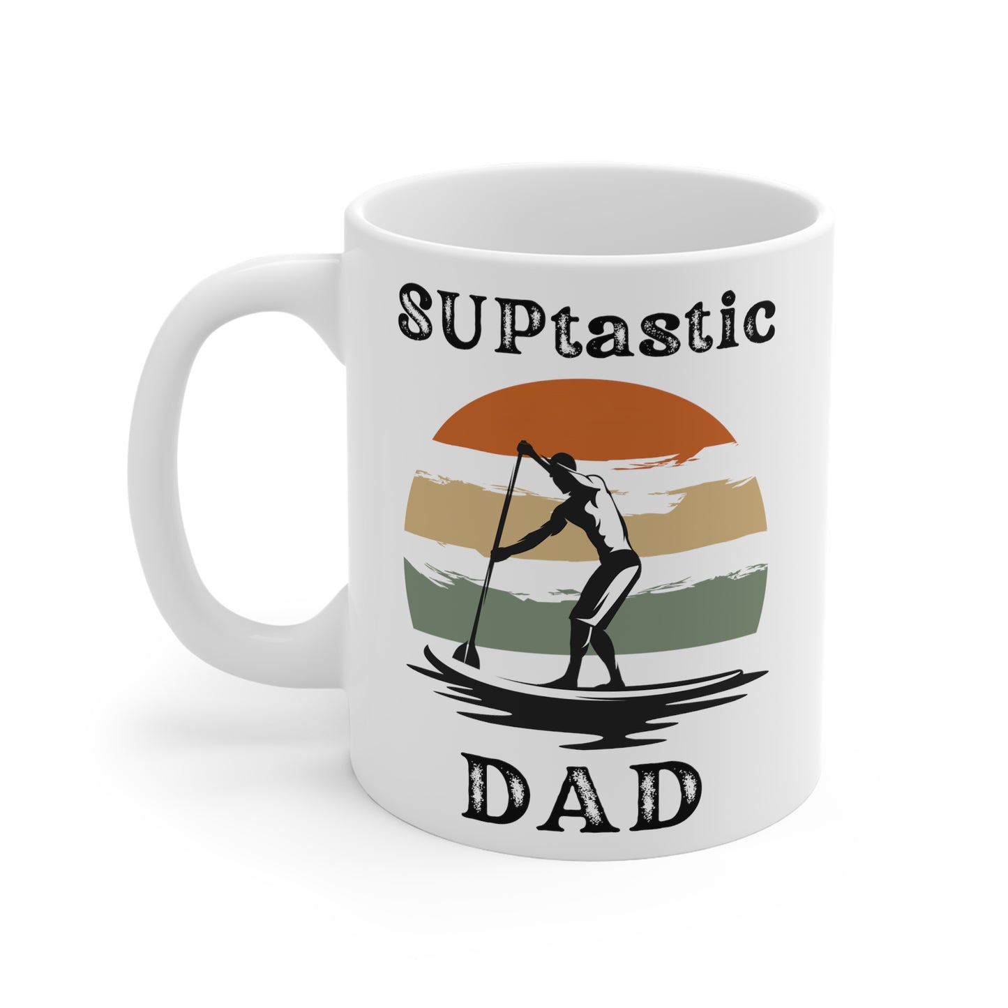 SUP-tastic DAD Mug, Retro Sunset Stand Up Paddle-boarding Gift