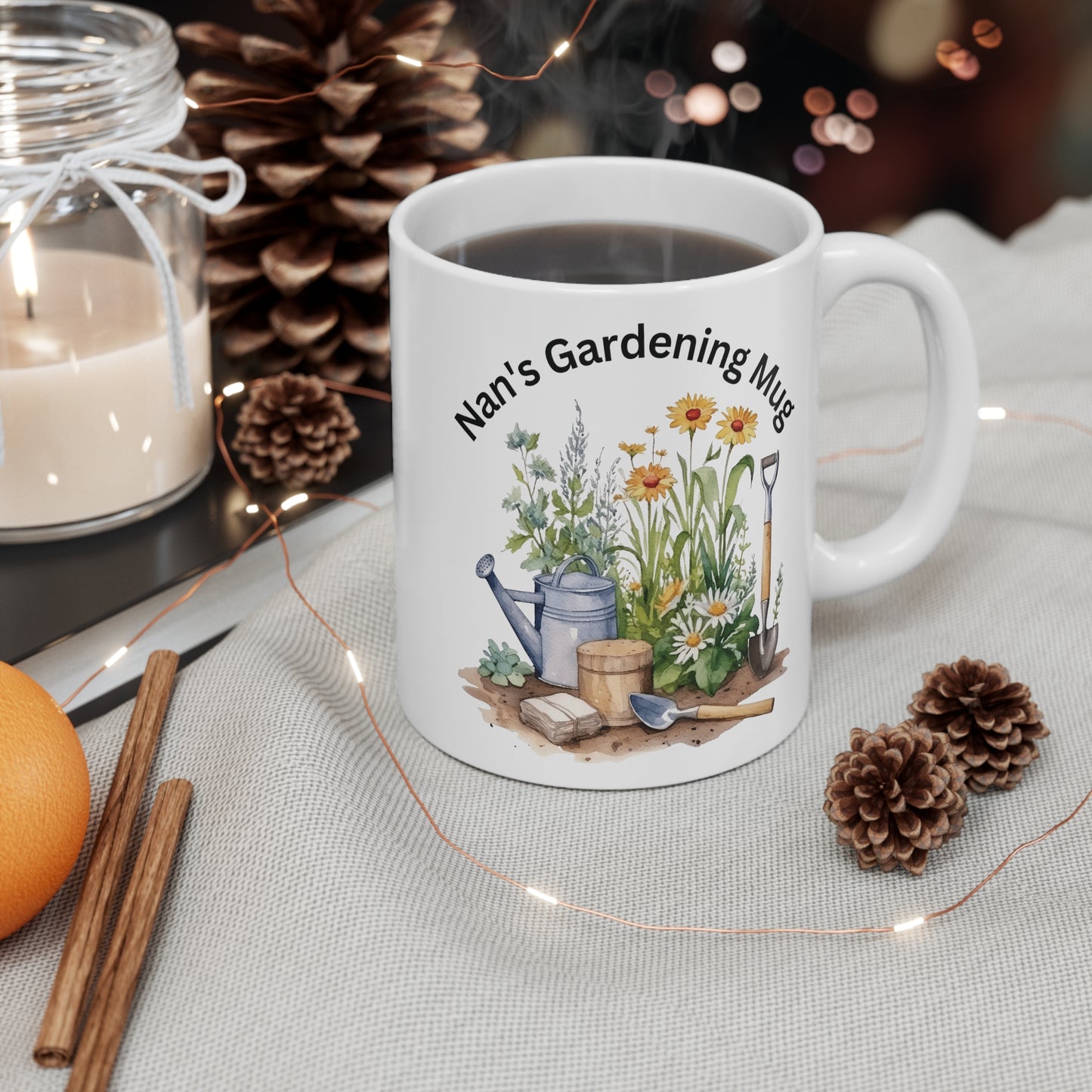 Nan's Gardening Mug, Two Beautiful Garden Scenes on One Mug