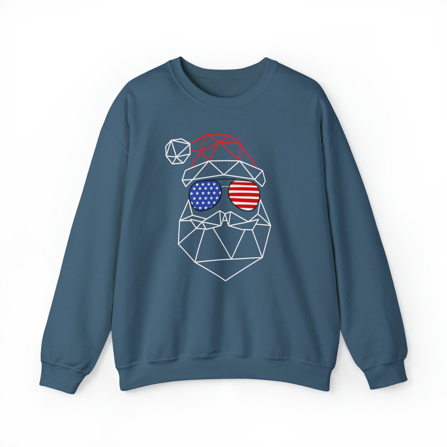 Unisex Geometric Abstract Father Christmas Sweatshirt - With USA Patriotic Sunglasses