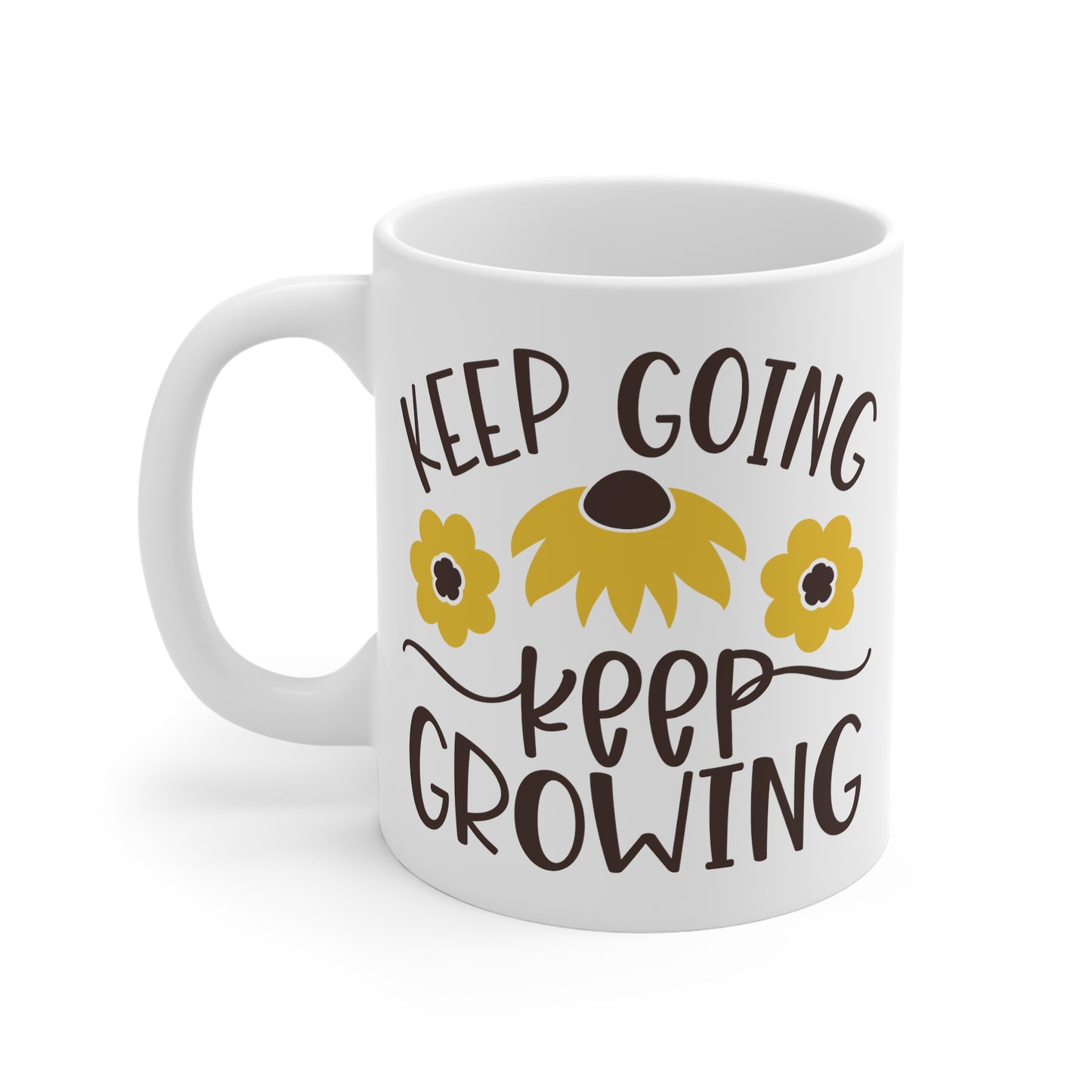 Motivational Flower Mug - Keep Going, Keep Growing