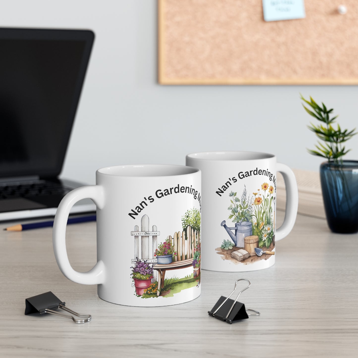 Nan's Gardening Mug, Two Beautiful Garden Scenes on One Mug