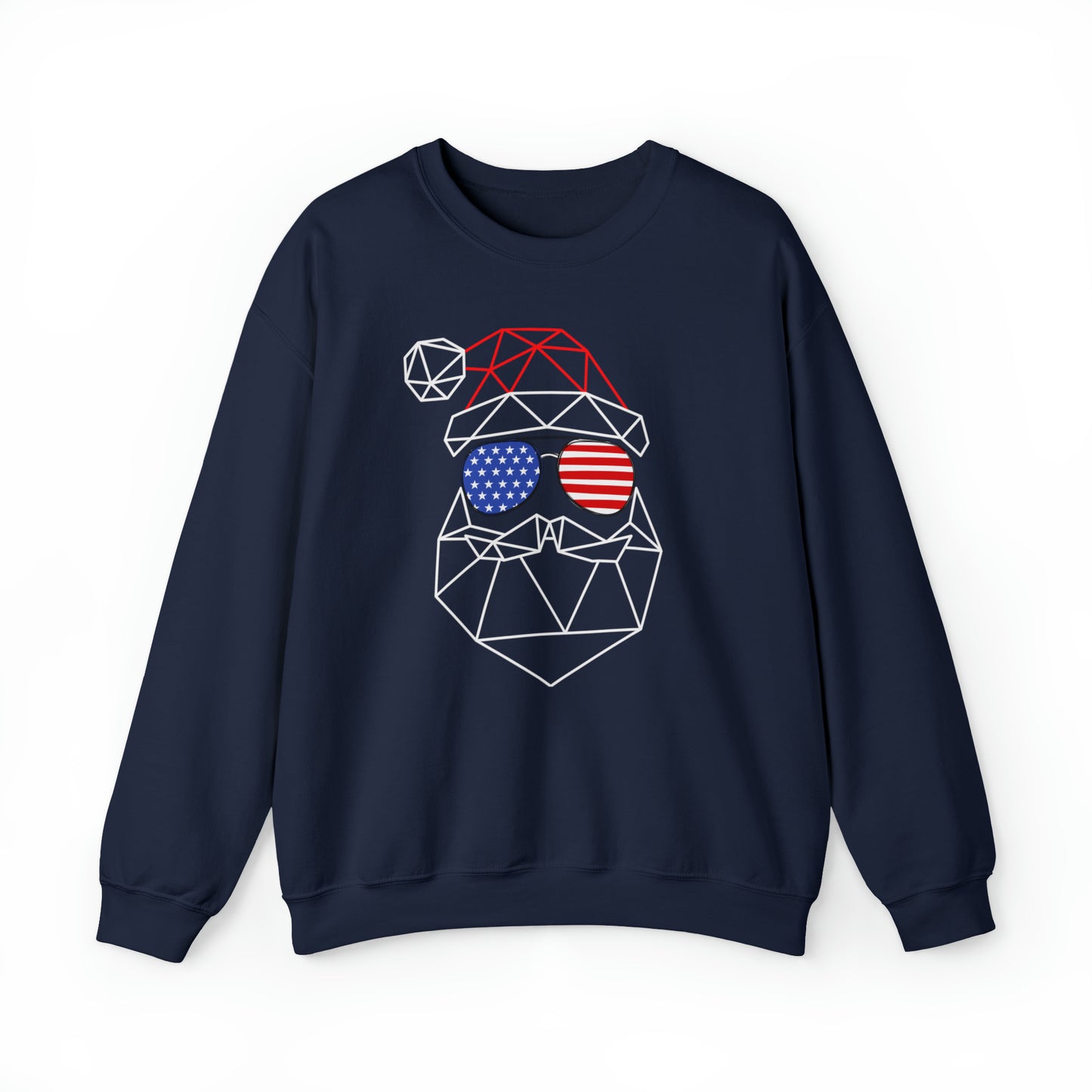 Unisex Geometric Abstract Father Christmas Sweatshirt - With USA Patriotic Sunglasses