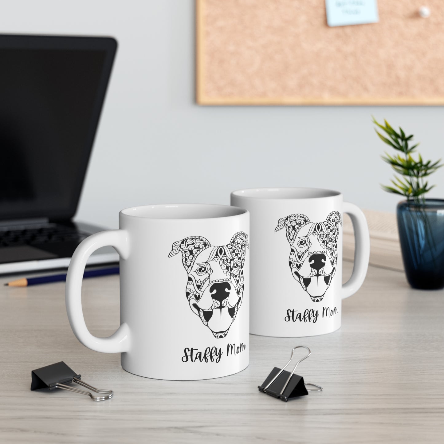 Abstract Mandala Style Staffordshire Bull Terrier Mug - Staffy Mom Gift