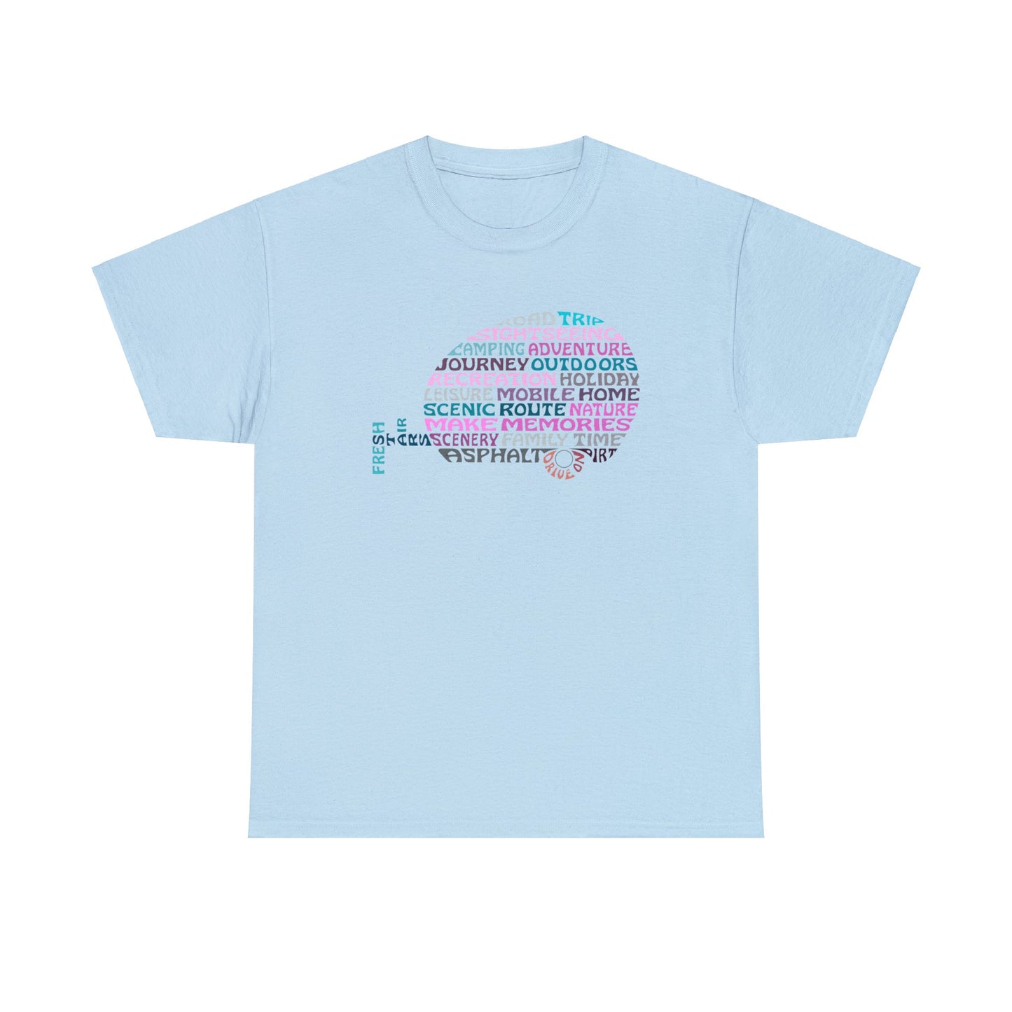 Text Art Calligram Caravanning T-shirt - Caravan Owner Gift