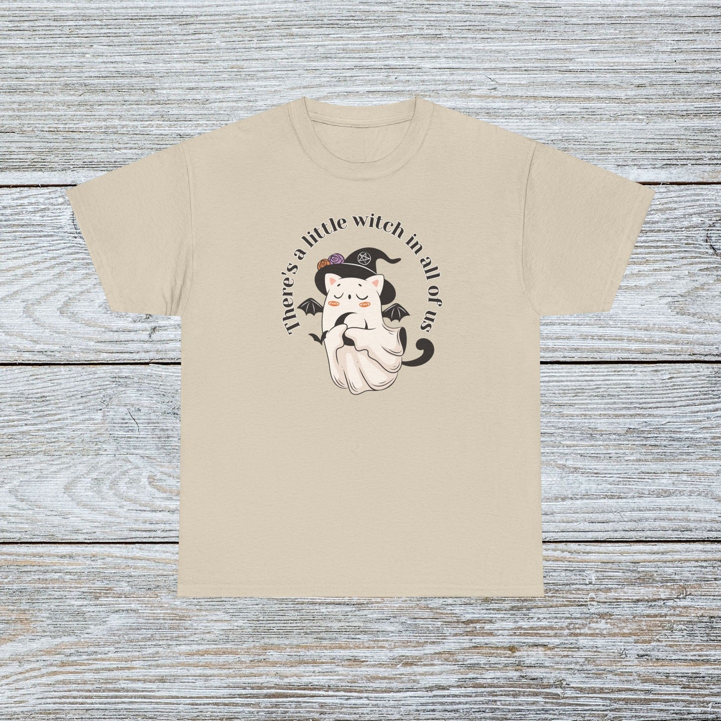 Funny Retro Witch Cat Halloween T-shirt - There's a Little Witch in all of Us