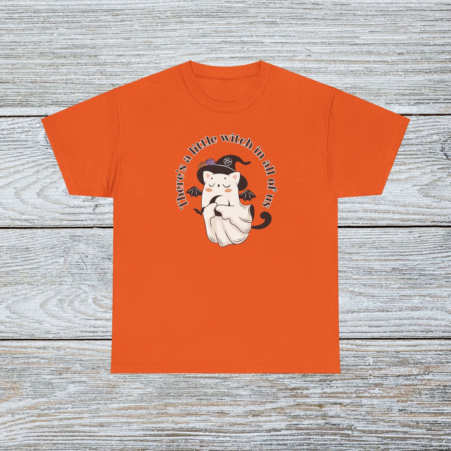 Funny Retro Witch Cat Halloween T-shirt - There's a Little Witch in all of Us