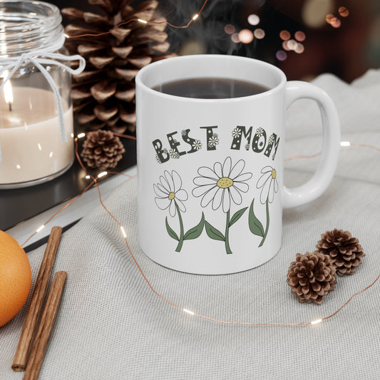 Best Mom Daisy Mug - Botanical Birthday or Mother's Day Gift