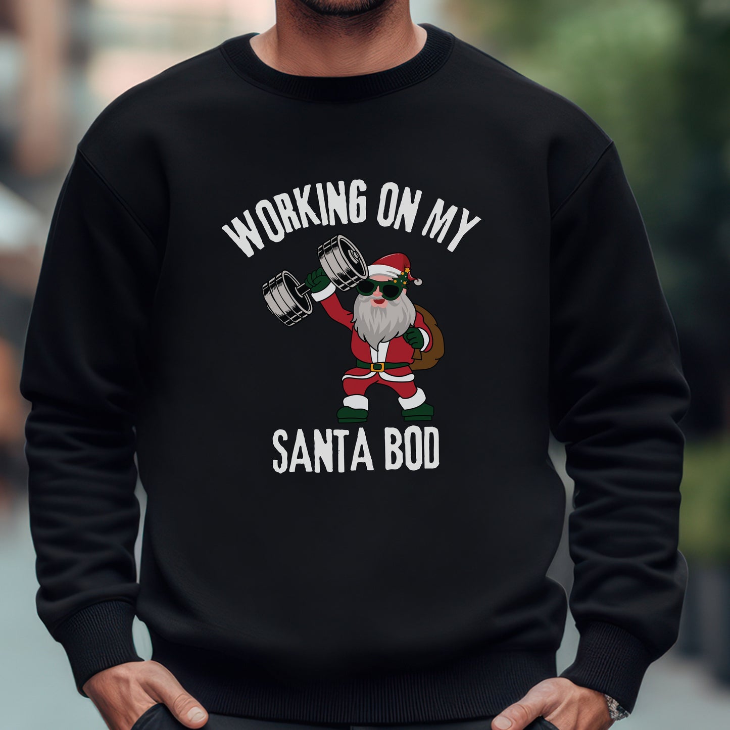 Funny Working On My Santa Bod Luxury Christmas Sweatshirt