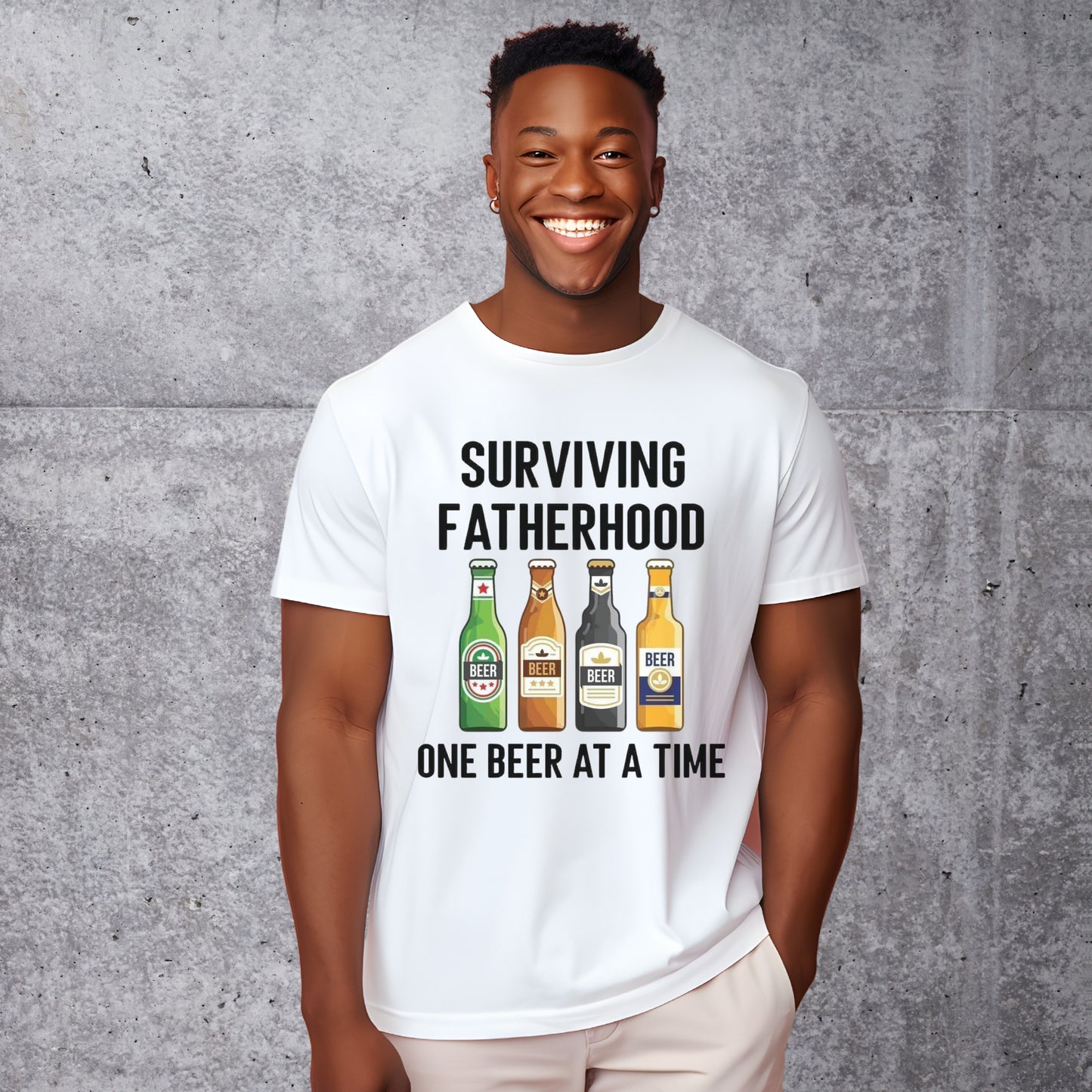 Dad's Funny T-shirt - Surviving Fatherhood One Beer At A Time