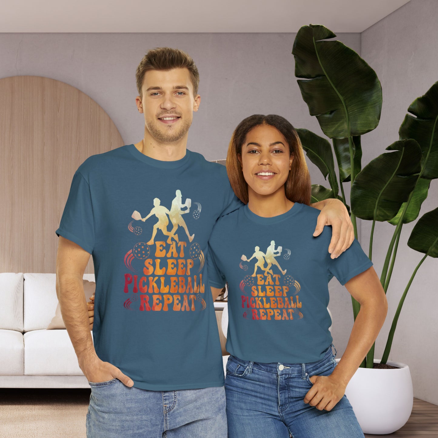 Eat, Sleep, Pickleball, Repeat Unisex Luxury T-shirt