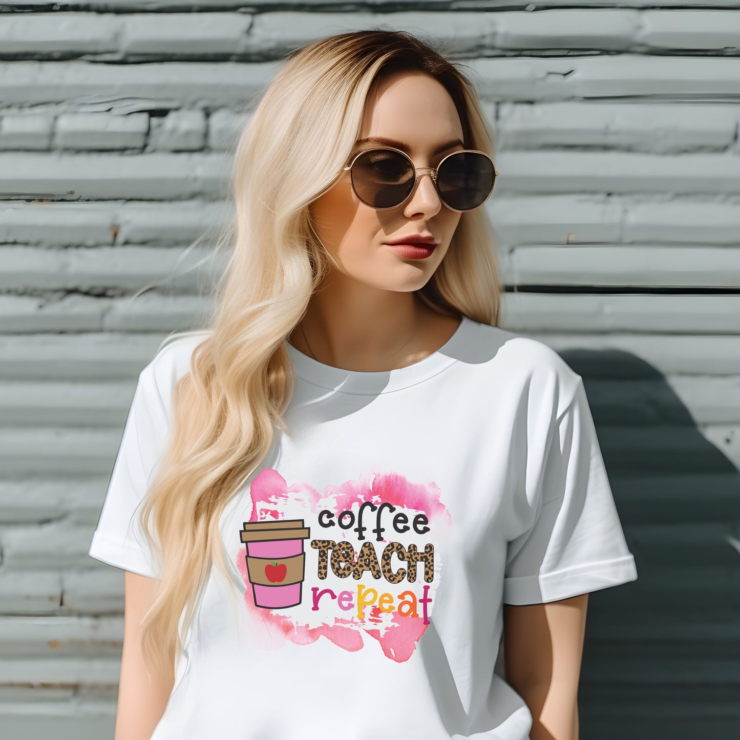 Coffee Teach Repeat T-shirt - Best Teacher Gift