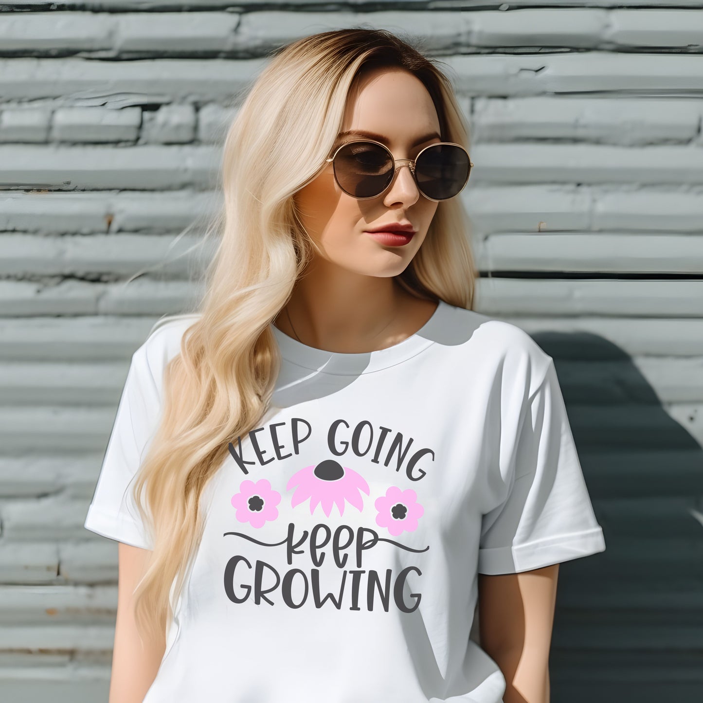 Motivational Flower T-shirt - Keep Going, Keep Growing