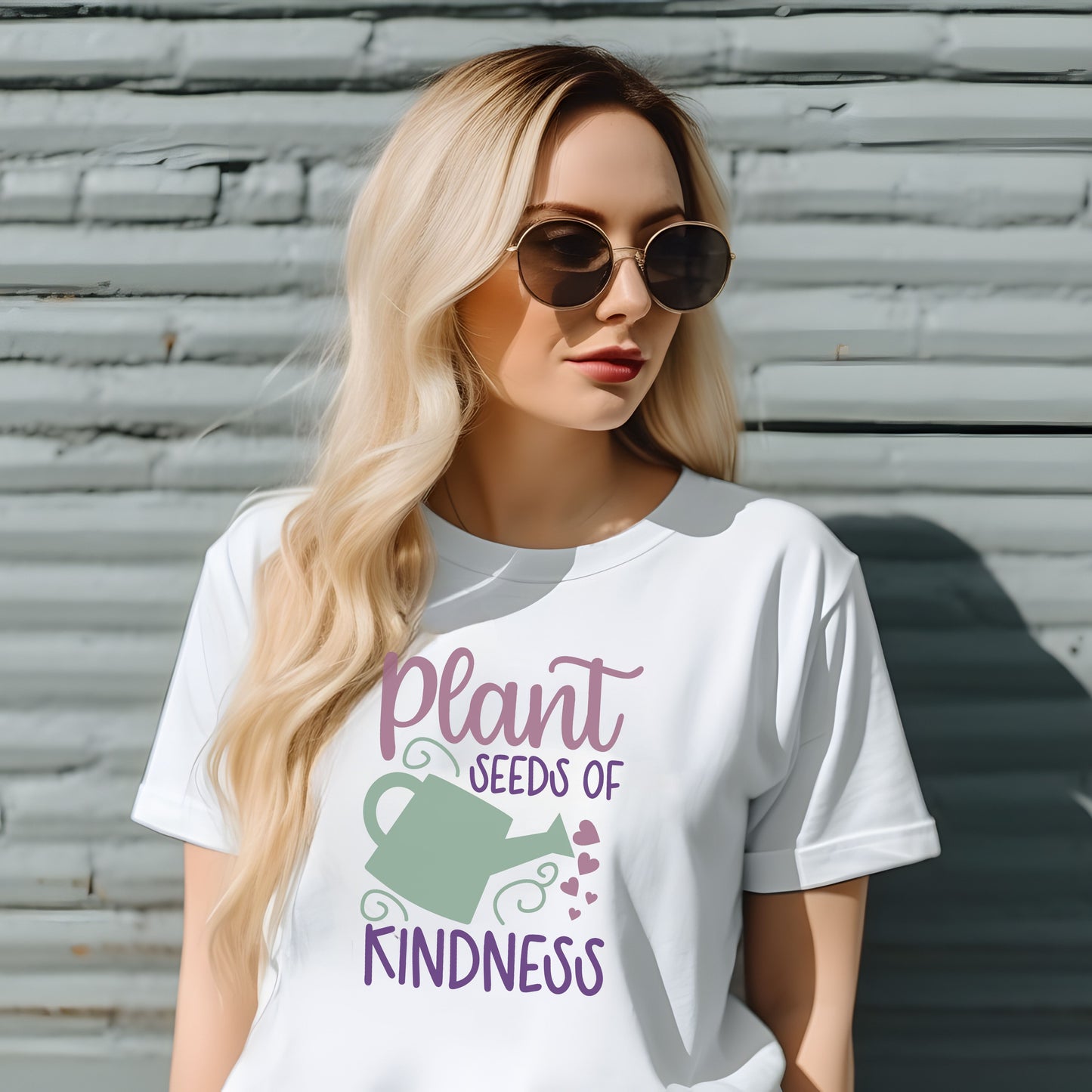 Pastel Motivational Floral T-shirt - Plant Seeds of Kindness