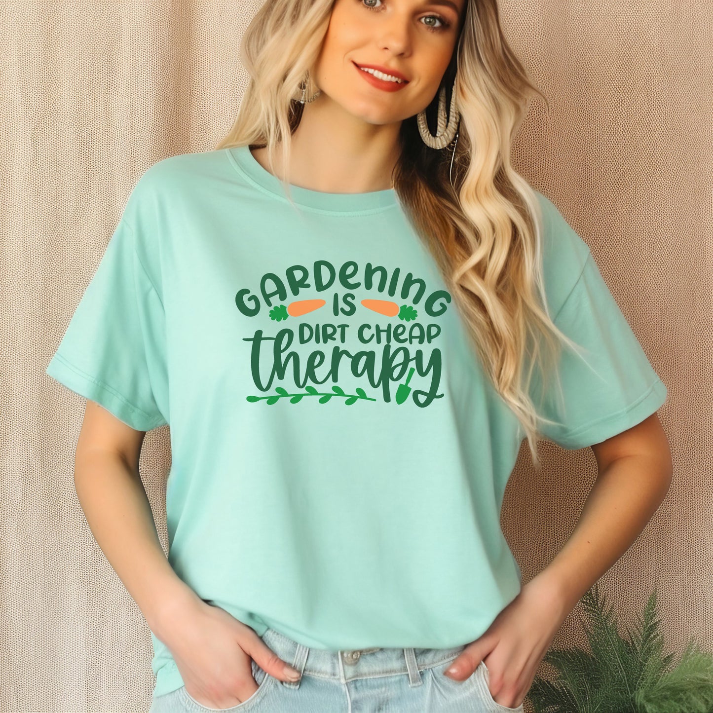 Motivational Gardening T-shirt - Gardening is Dirt Cheap Therapy