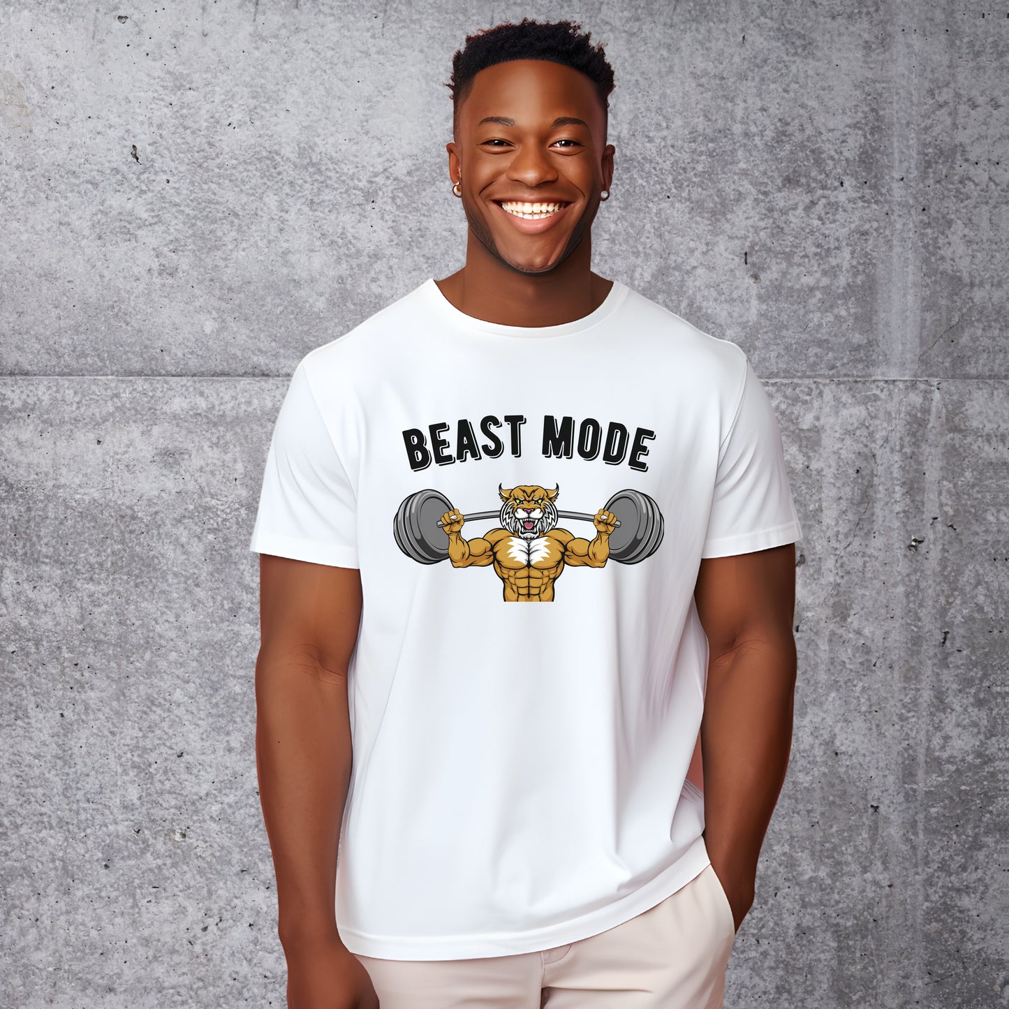 Beast Mode Gym T-shirt - Saber Toothed Tiger Weight Training Top