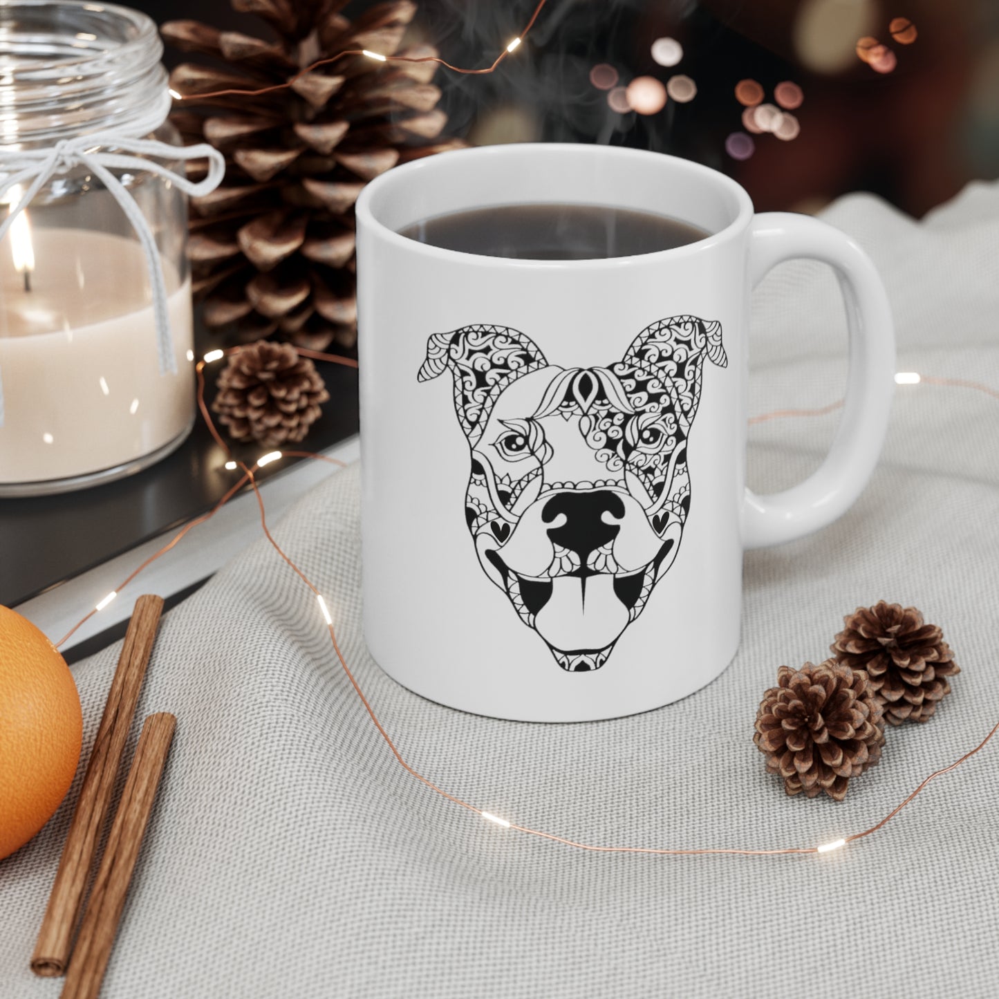 Staffordshire Bull Terrier Dog Face Mug - Abstract Mandala Style