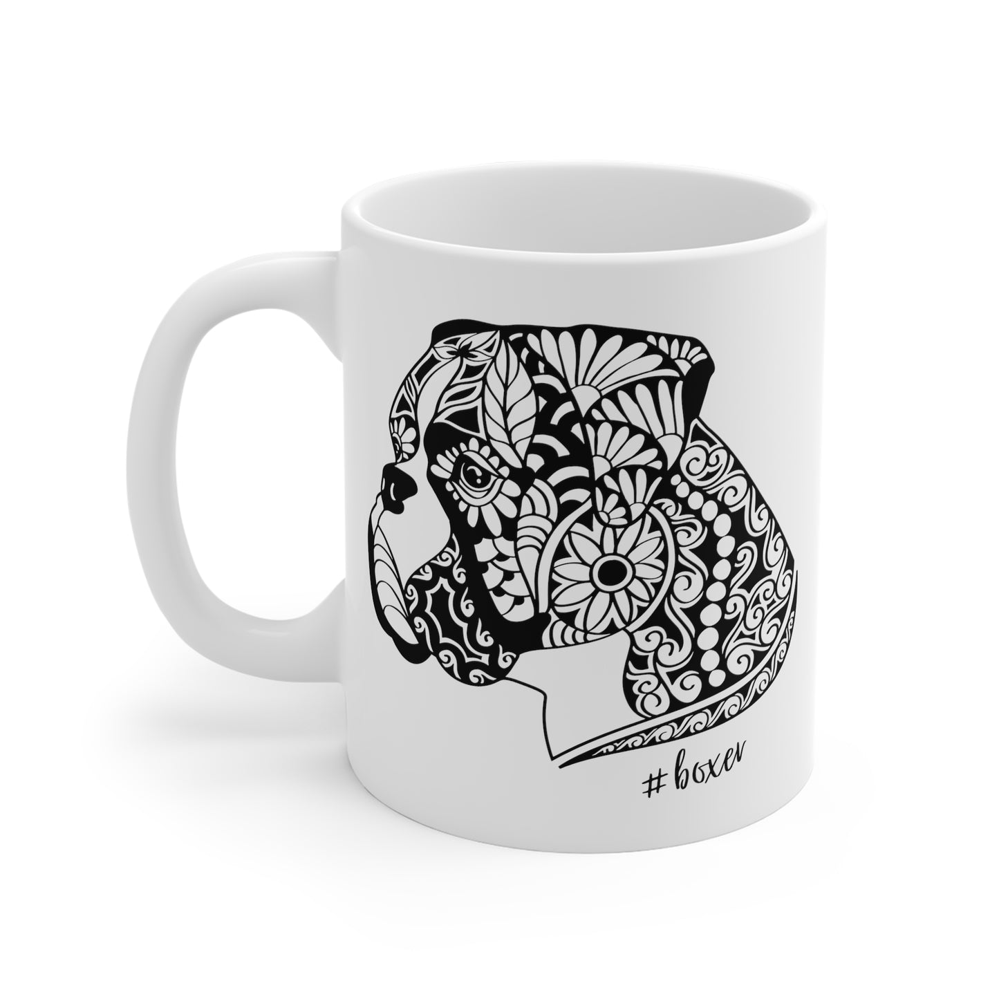 Boxer Dog Lover Mug - Abstract Mandala Style Boxer Dog Gift