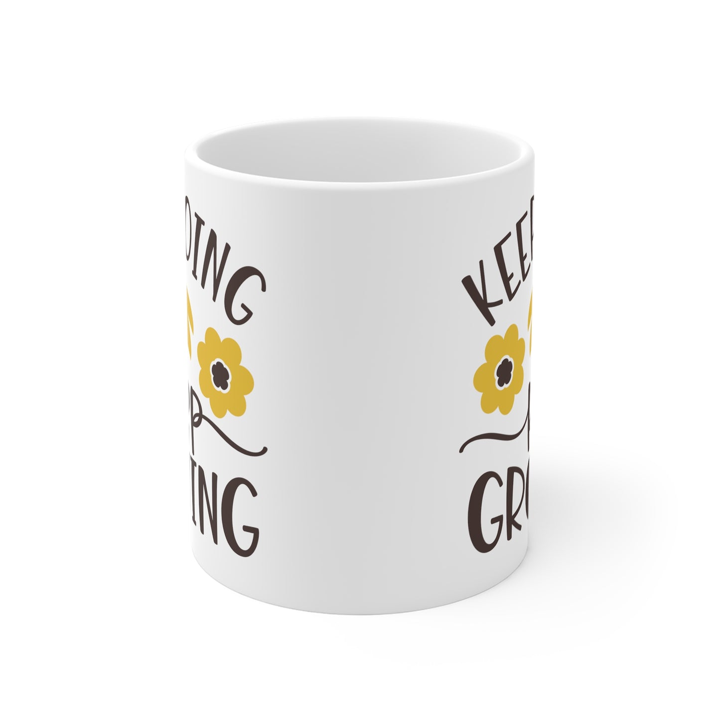 Motivational Flower Mug - Keep Going, Keep Growing