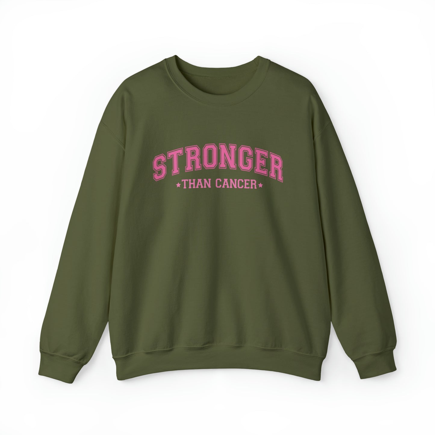 Women's 'Stronger Than Cancer' Collegiate Style Breast Cancer Awareness Sweatshirt