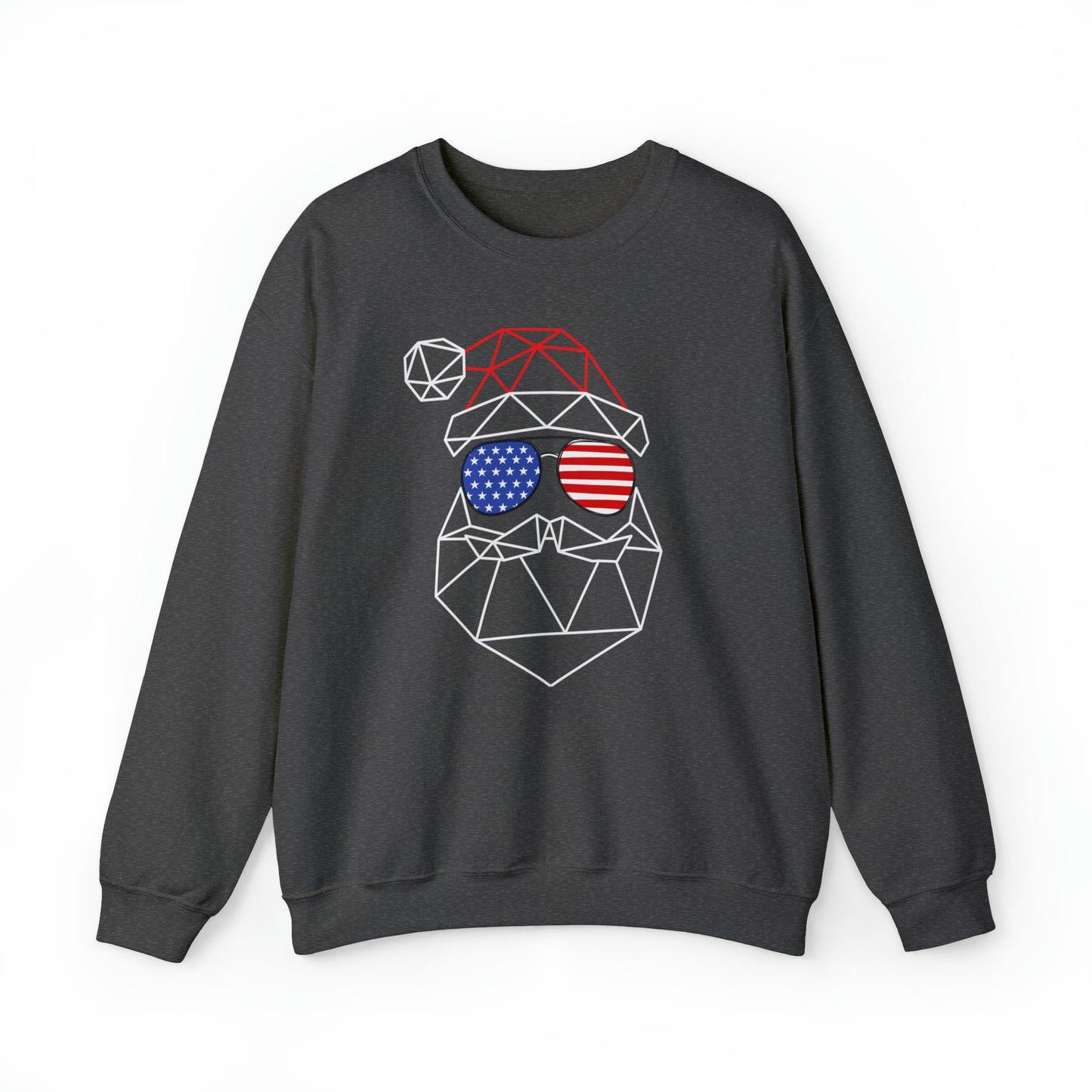 Unisex Geometric Abstract Father Christmas Sweatshirt - With USA Patriotic Sunglasses