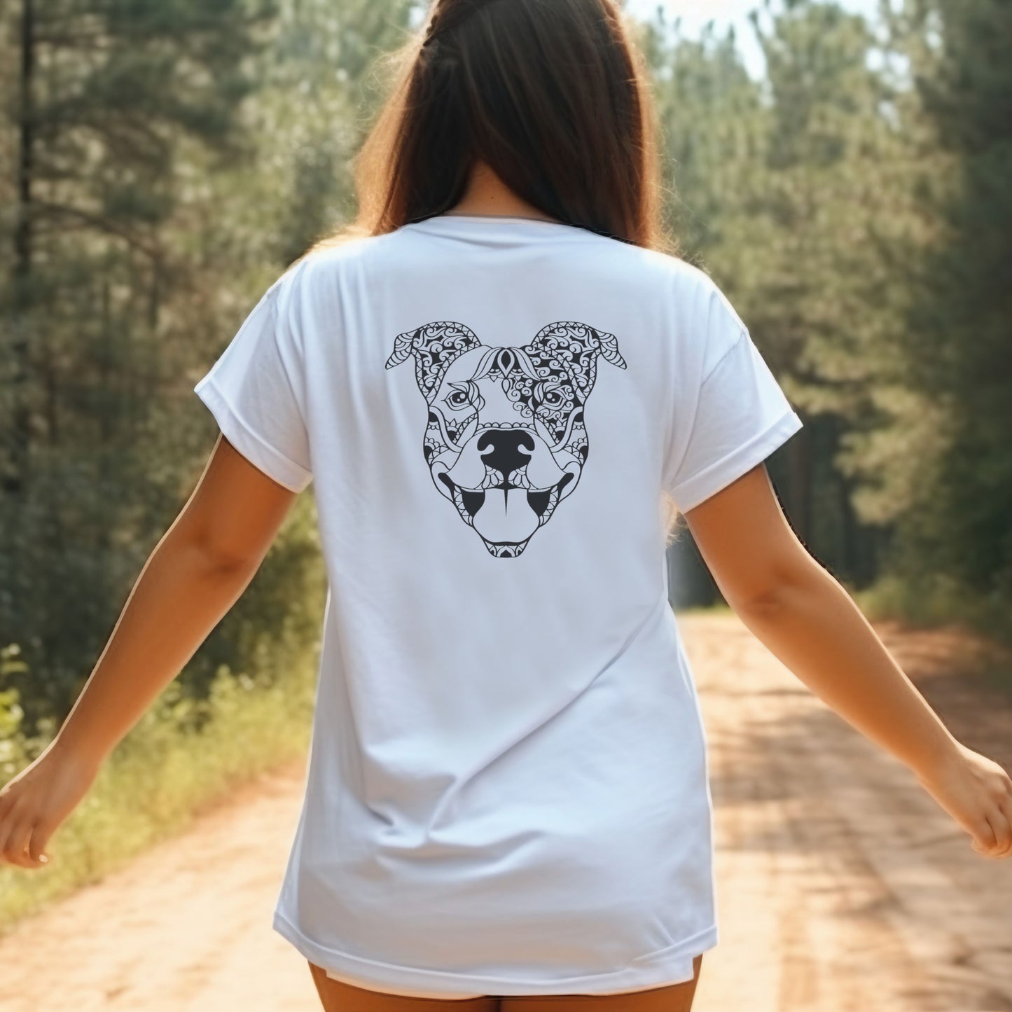 Mandala Style Abstract Staffordshire Bull Terrier T-shirt