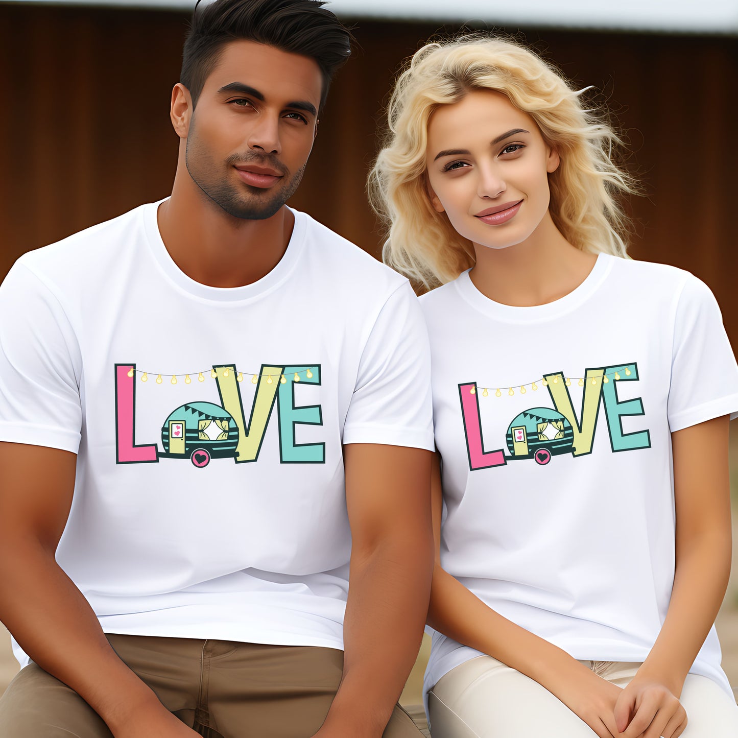 Unisex Pastel LOVE Caravanning T-shirt for Adults and Youths