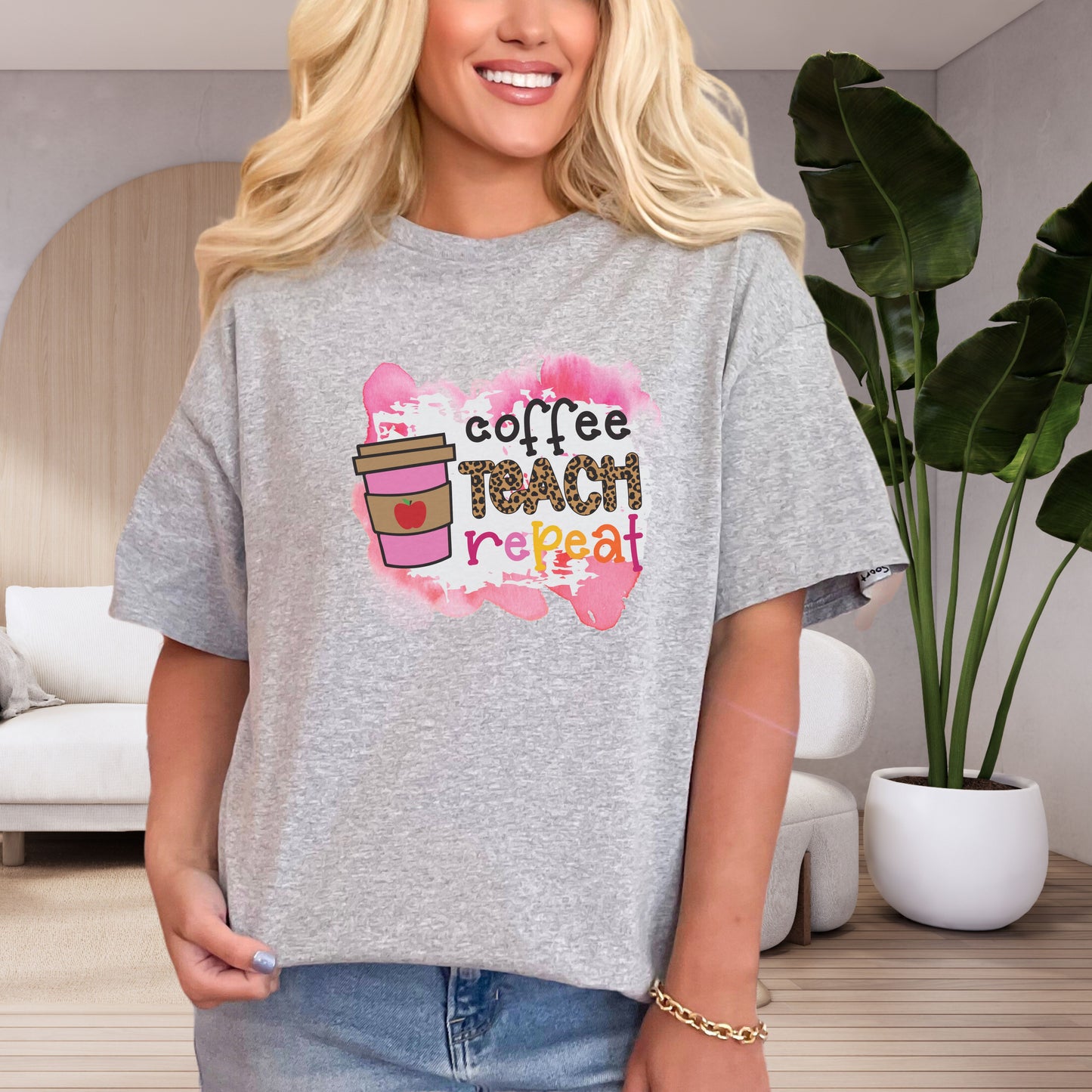 Coffee Teach Repeat T-shirt - Best Teacher Gift