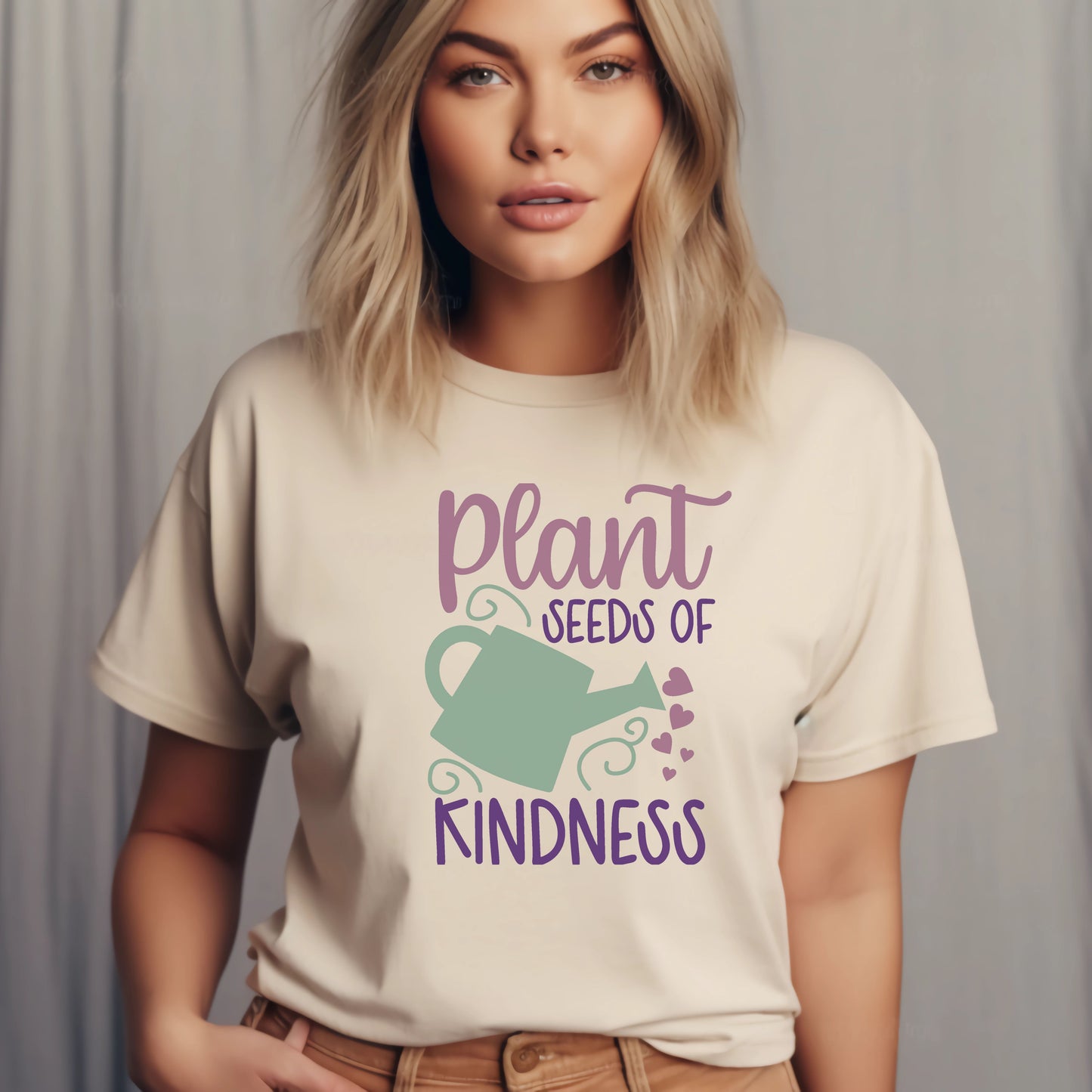 Pastel Motivational Floral T-shirt - Plant Seeds of Kindness