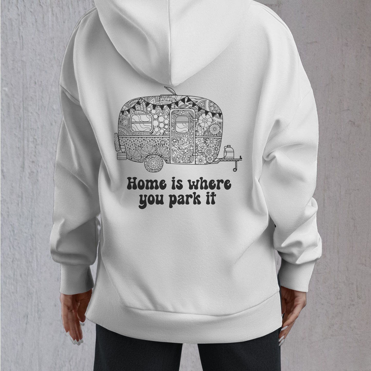 Unisex Mandala Style Caravanning Hoodie for Adults and Youths - Home is Where You Park It