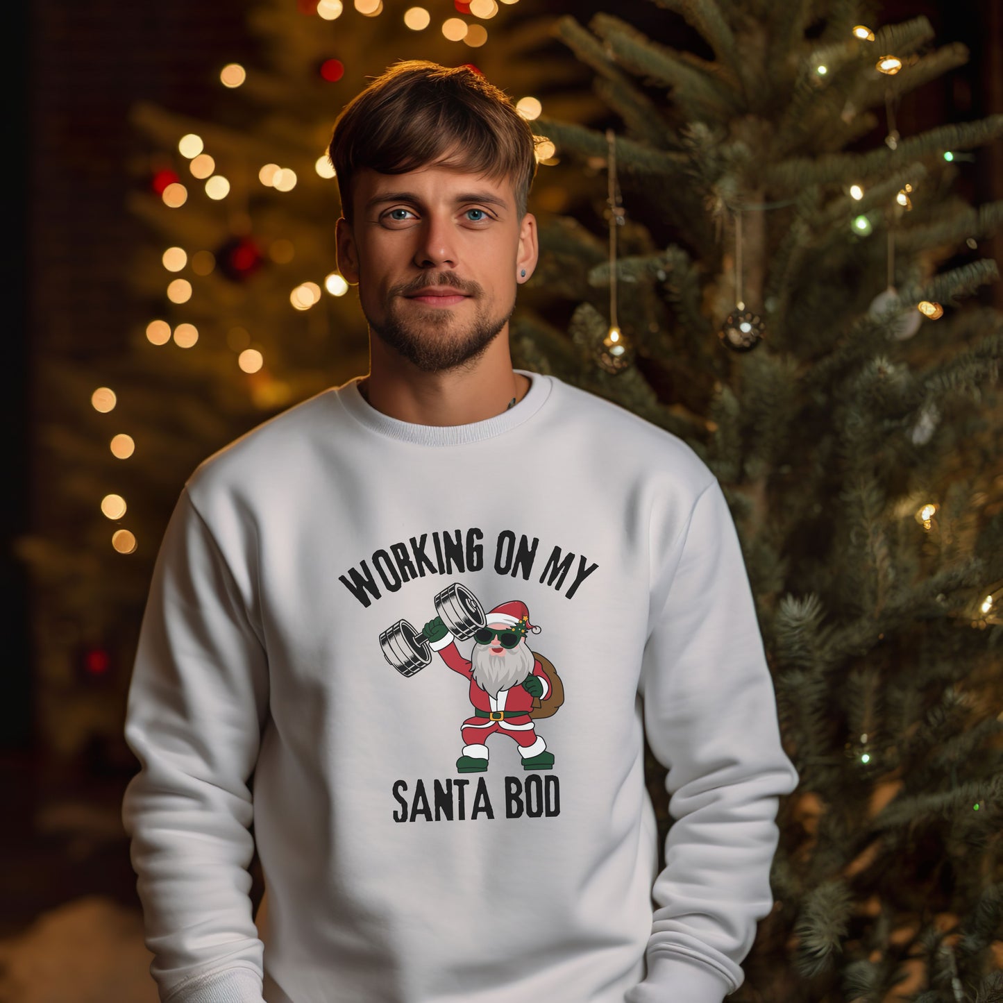 Funny Working On My Santa Bod Luxury Christmas Sweatshirt