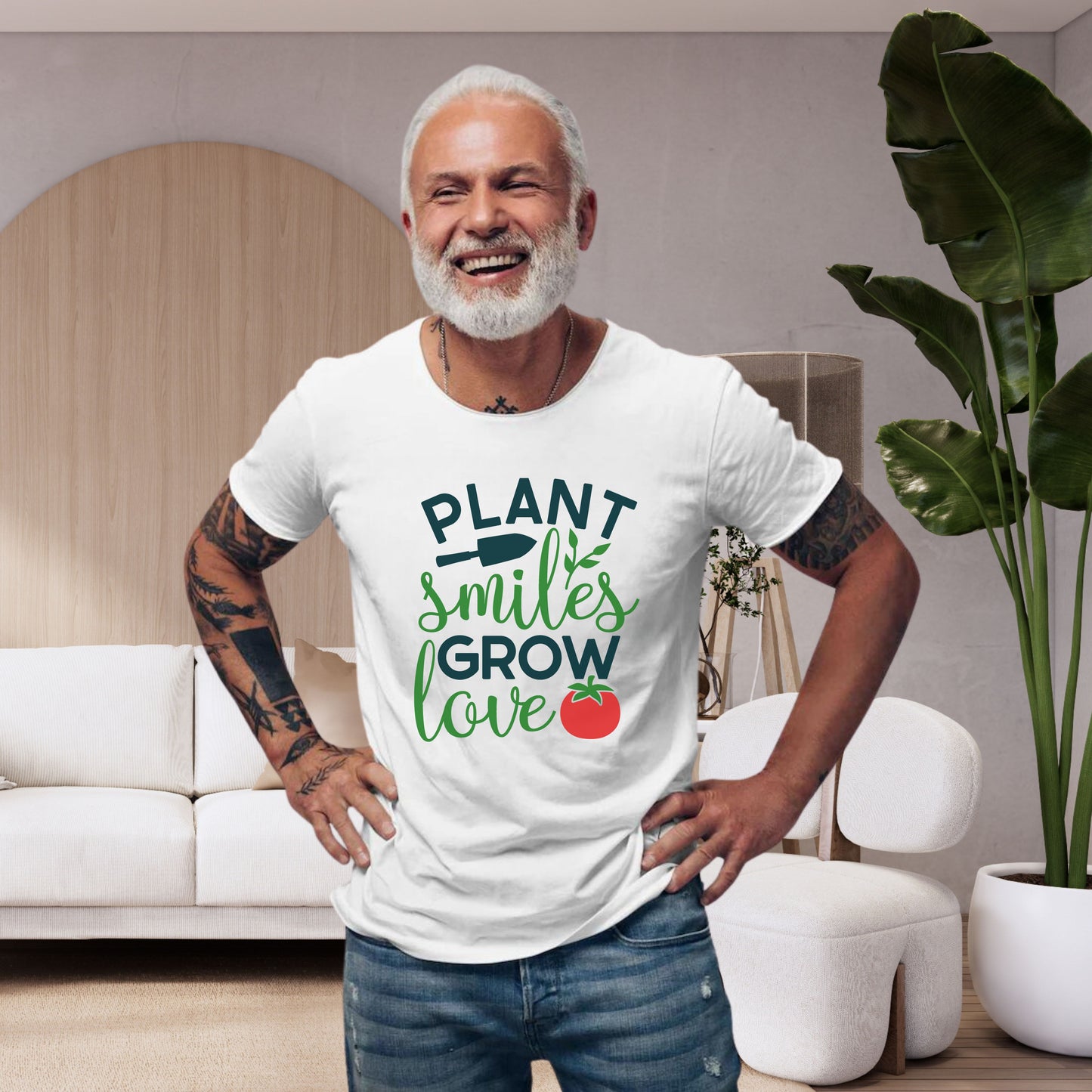 Motivational Gardening T-shirt - Plant Smiles Grow Love